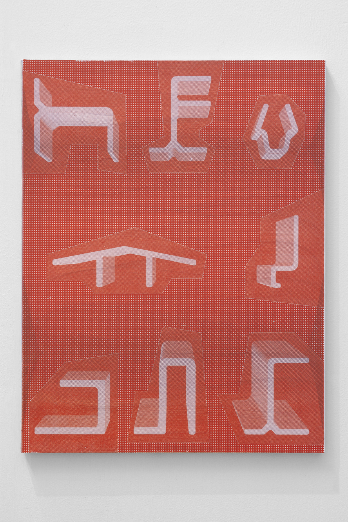 Aluminium Sections 3, 2019, acrylic and screen print on panel, 22x17 inches