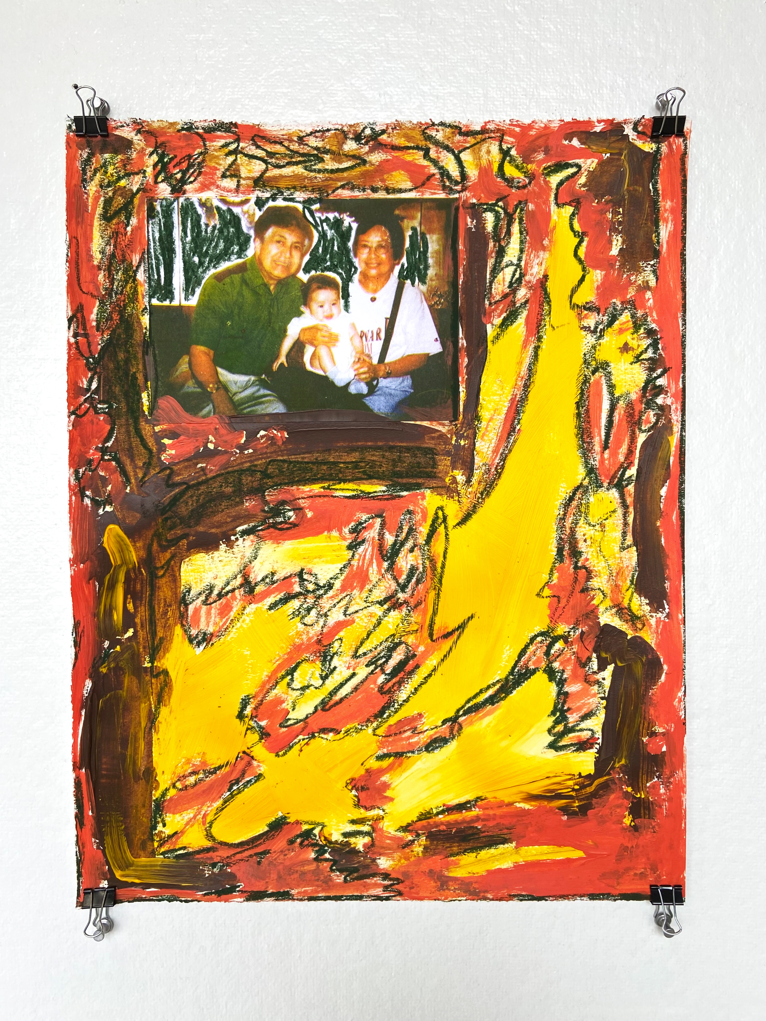 18" x 24" - risograph, paint, and oil pastel on paper (2021)