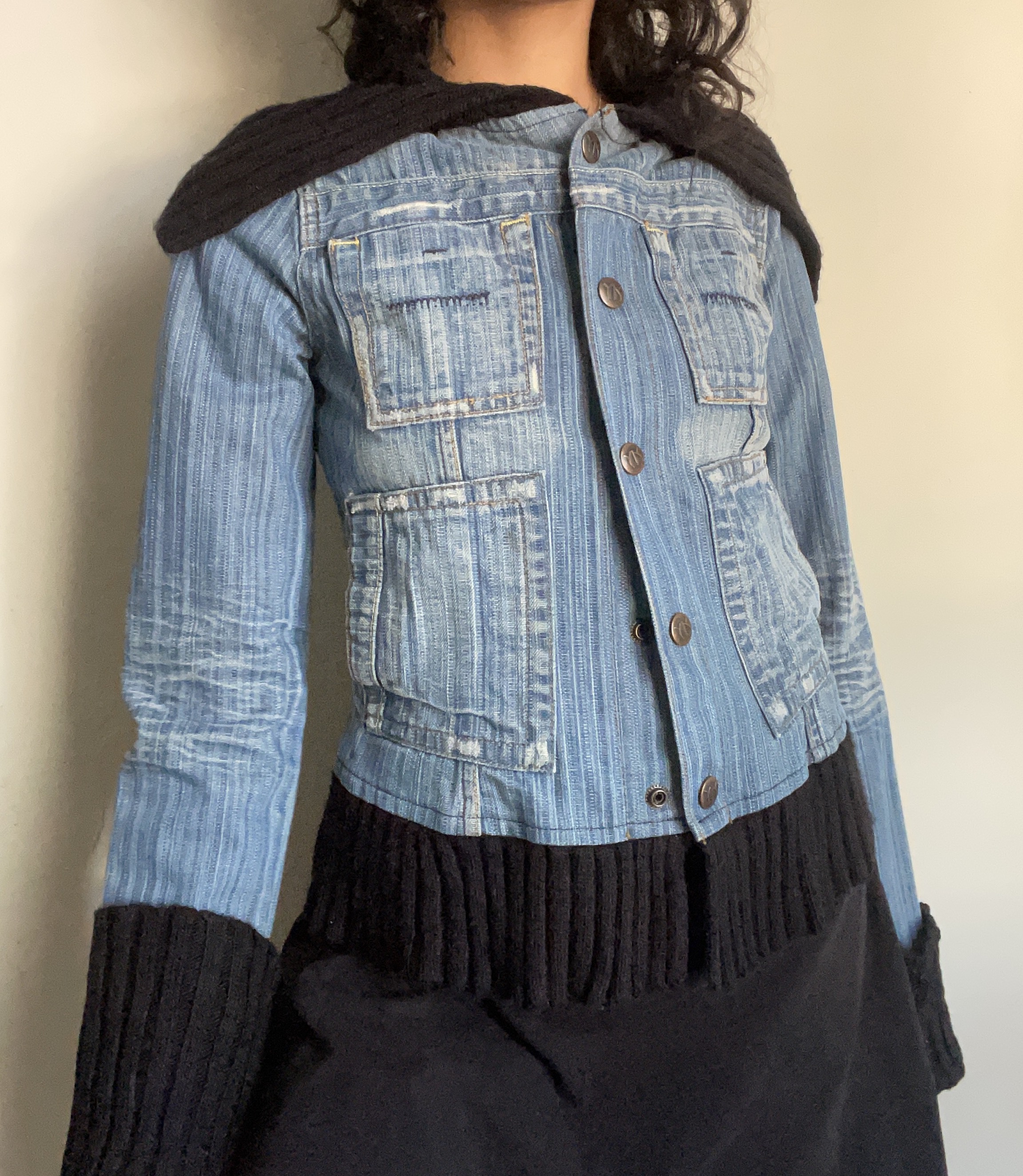 2000s Knit Denim Jacket - 𝓈𝑜𝓁𝒹