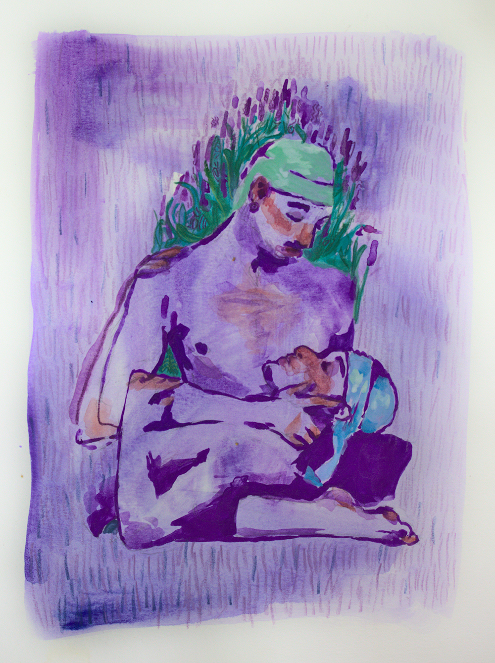 dreaming in overturesacrylic, watercolor pencils on cold pressed paper12 x 9”, 30 ½ x 23cm
