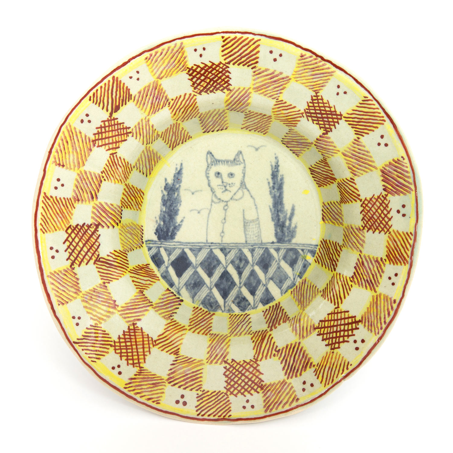 HN1234 The shy Cat in a forest, plate 1, 24.7.16Glazed ceramic stoneware7 x 26cmcm