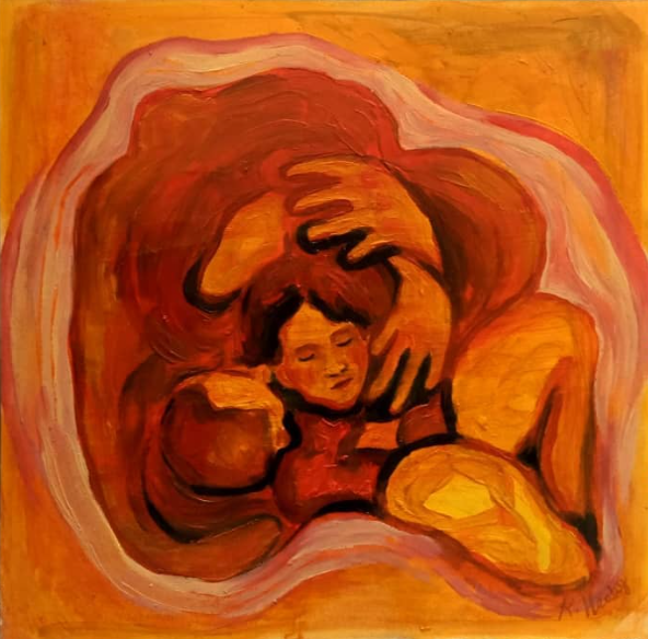 Embrace - Oil on paper