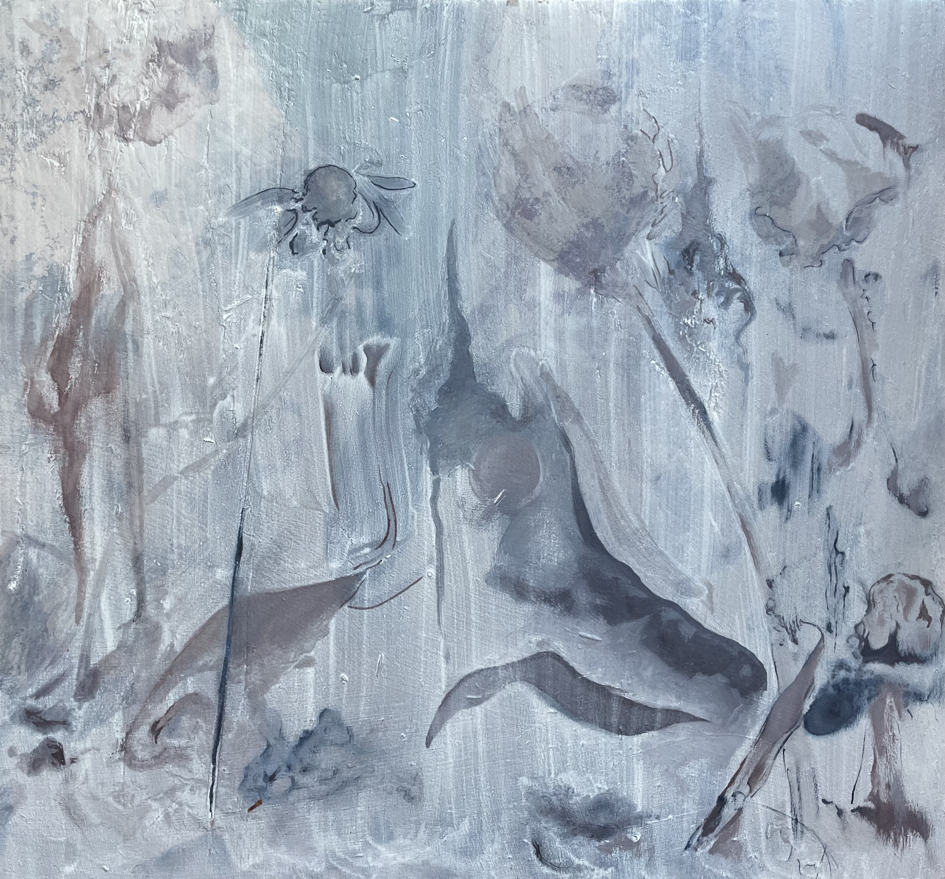 Moonstone Garden. 11"x12". 2024. Oil on Board.