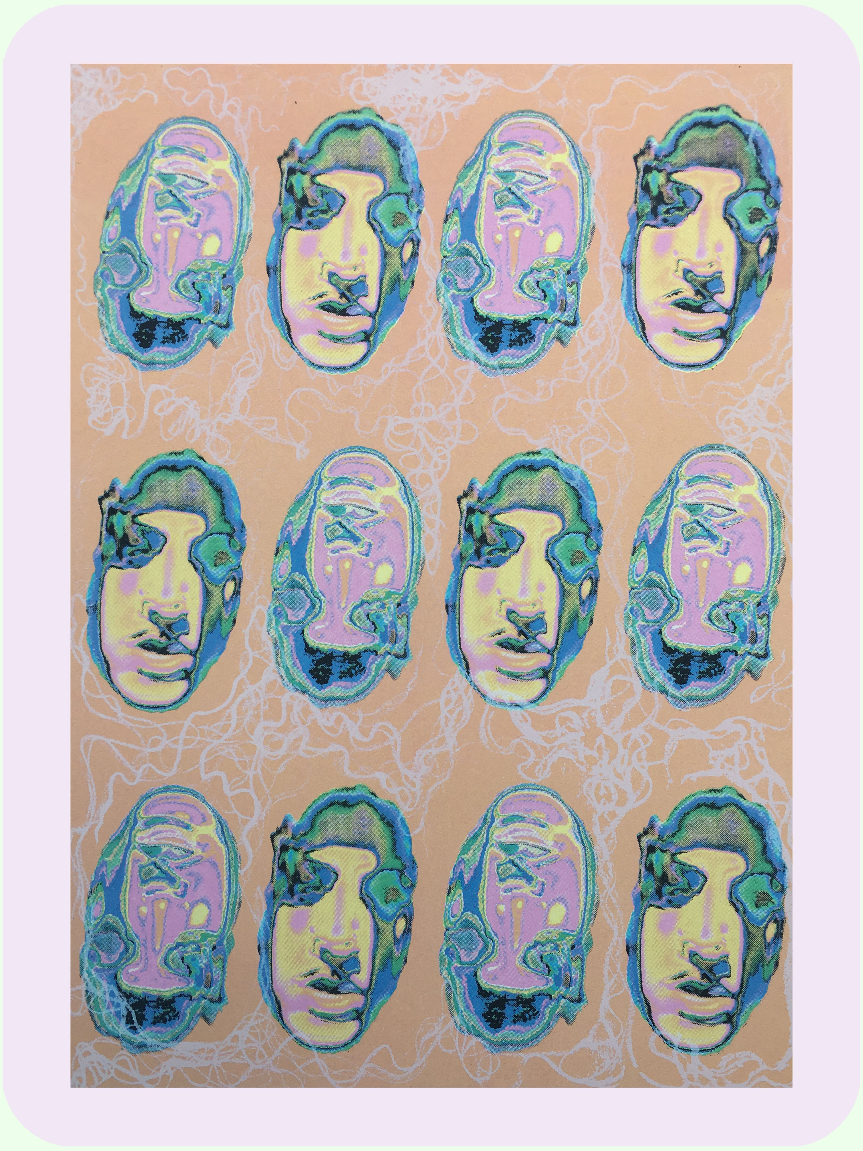 Daughters of Bilitis  (39.7 x 55.9cm)  [CMYK silkscreen print & crayon mark resist on paper]