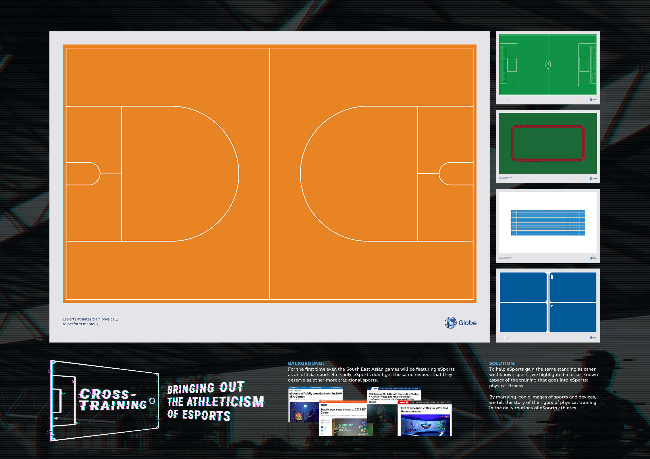 Globe Cross-Training Posters Concept Board Adobo Design Awards Silver Lance Francisco