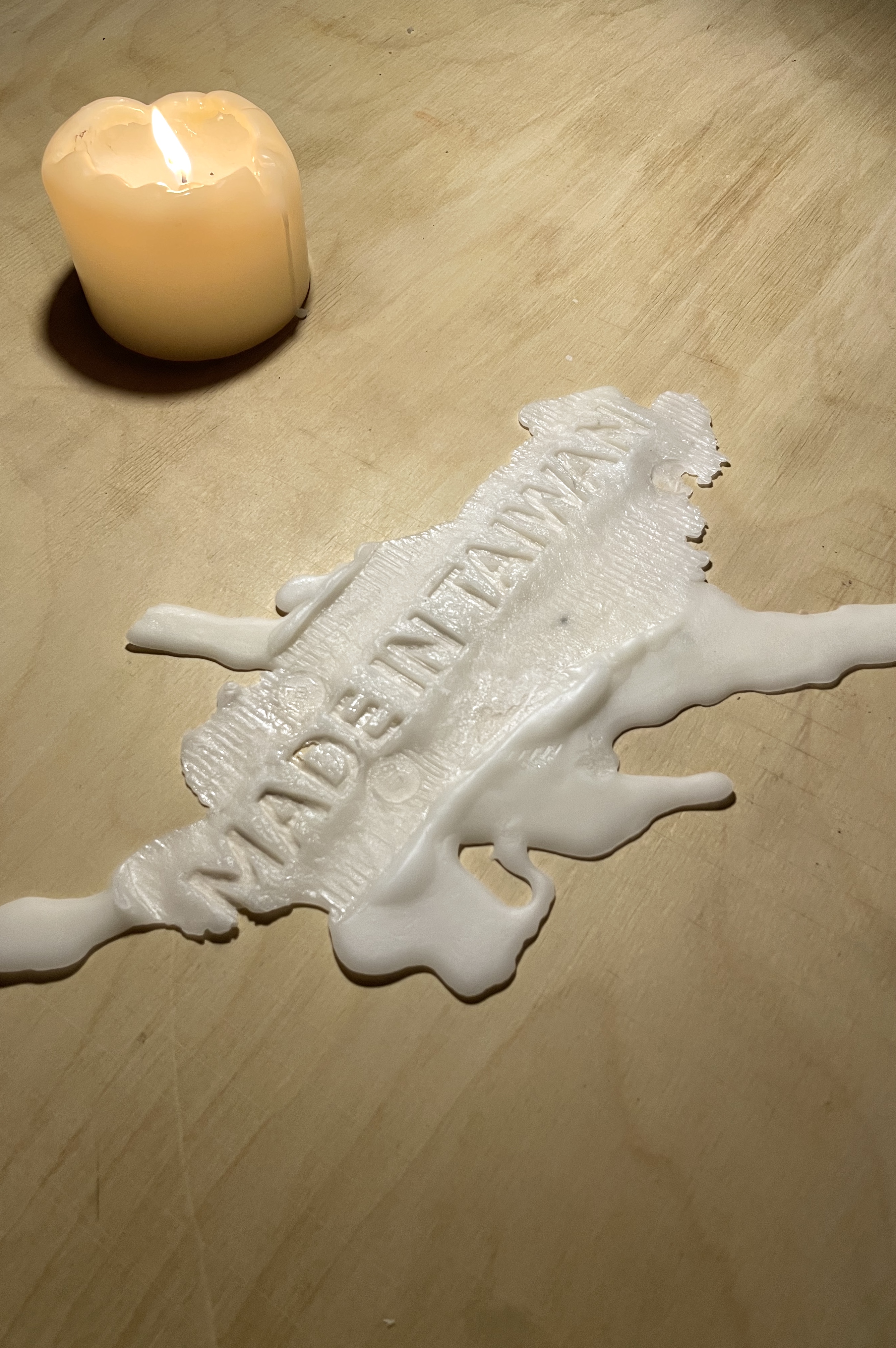 Flipflops on candle wax. NAC studio, Lithuania. December, 2025