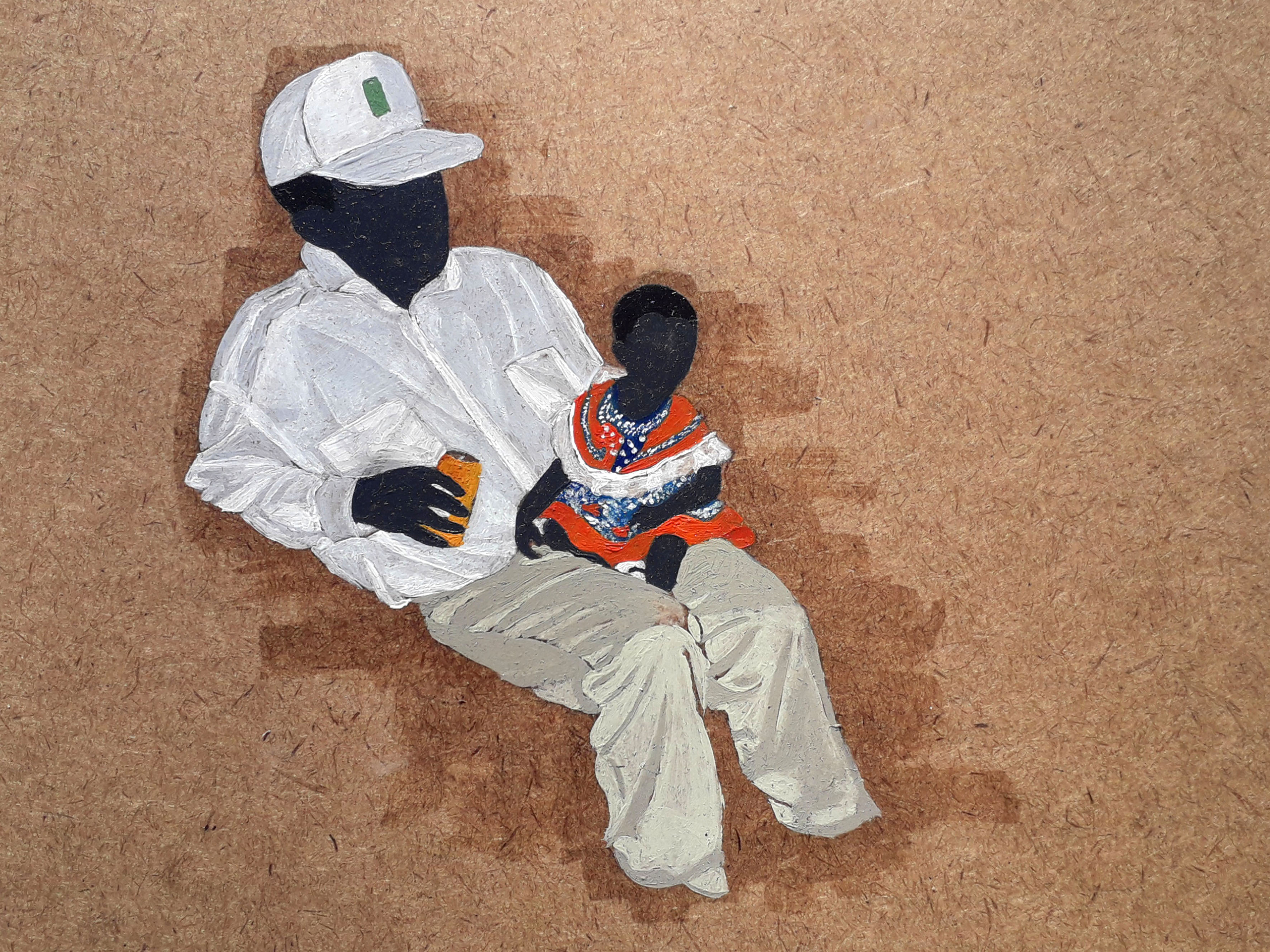 Matty Monethi, 2020, "Close", acrylic and oil on masonite, 15 x 20 cm