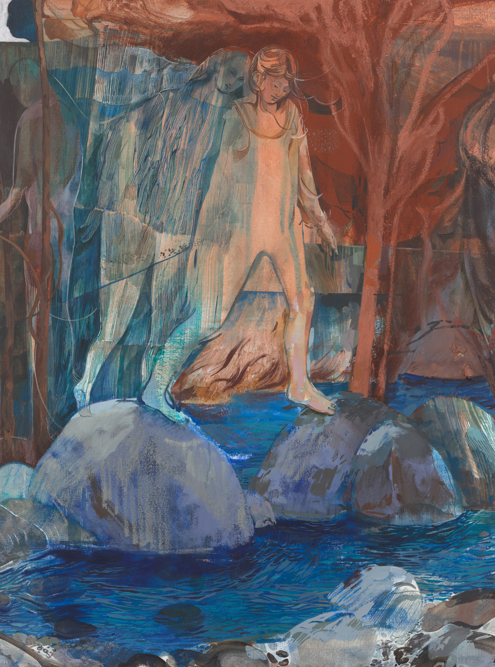 Lost By Choice, Together, 2025.  Acrylic and oil on canvas, 101.60 x 76.20 cm.