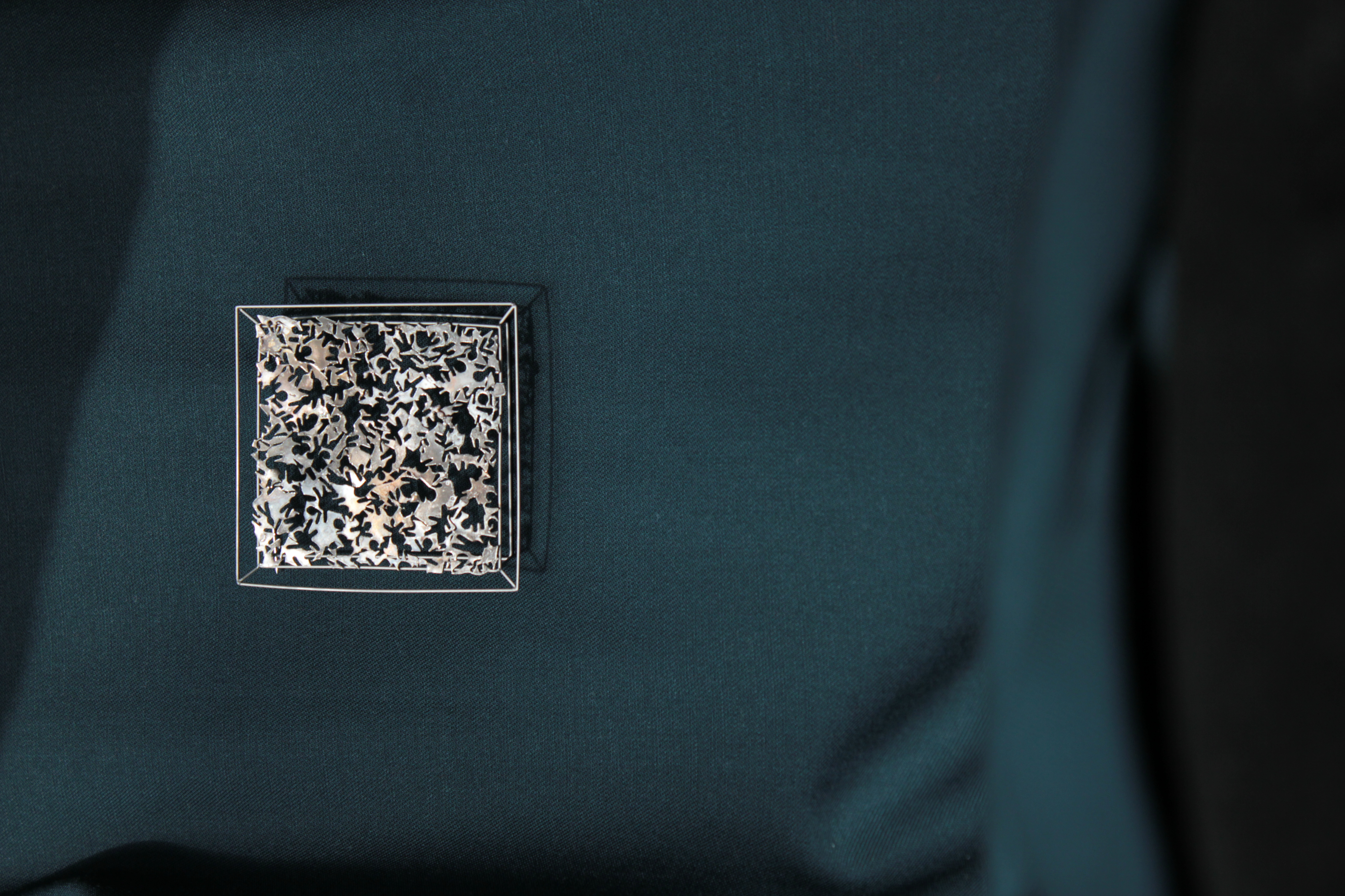 Mulch Brooch, silver and surgical steel, 2022