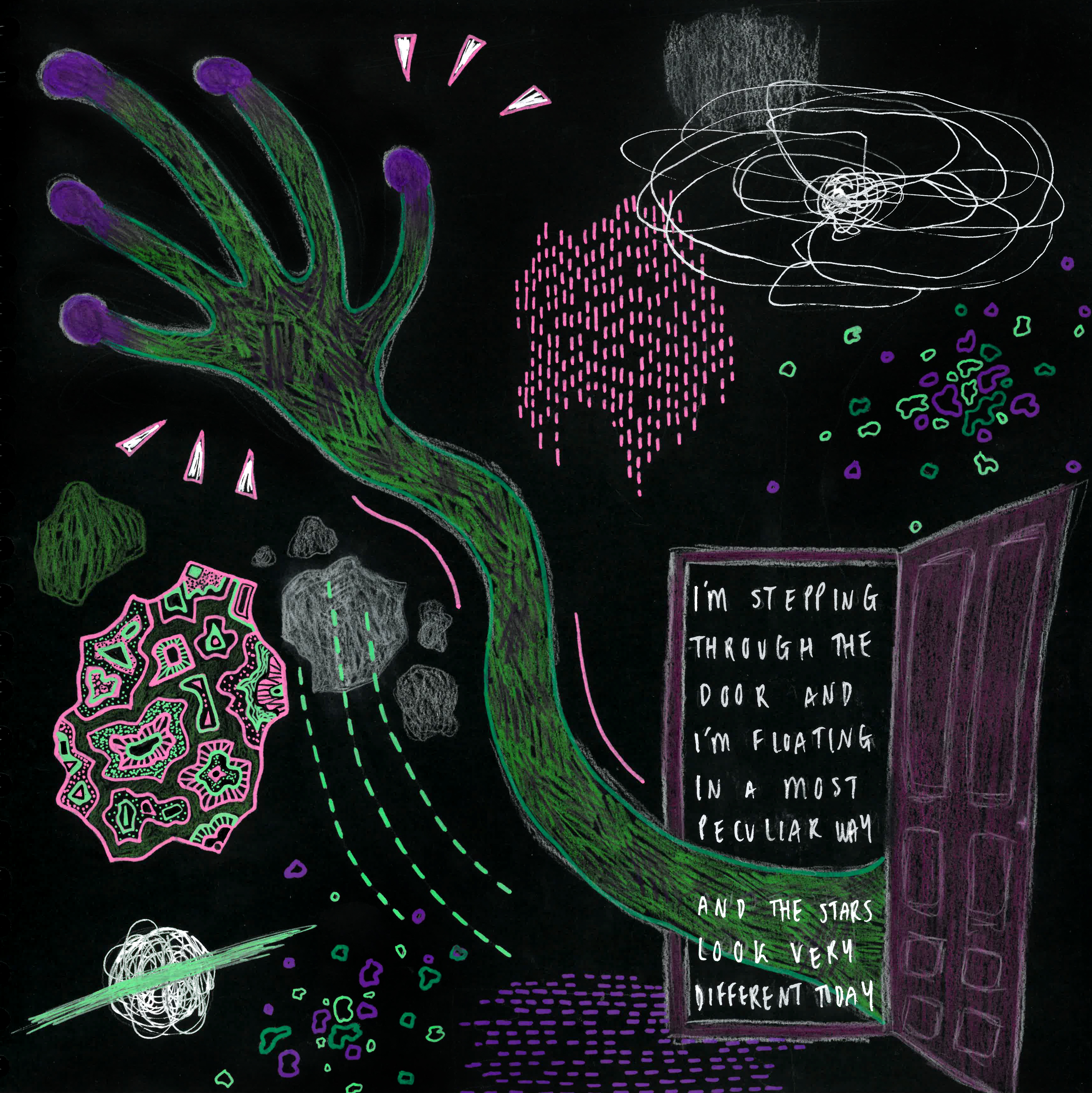 "Cosmic" Pencil Crayon & Posca Pen Illustration