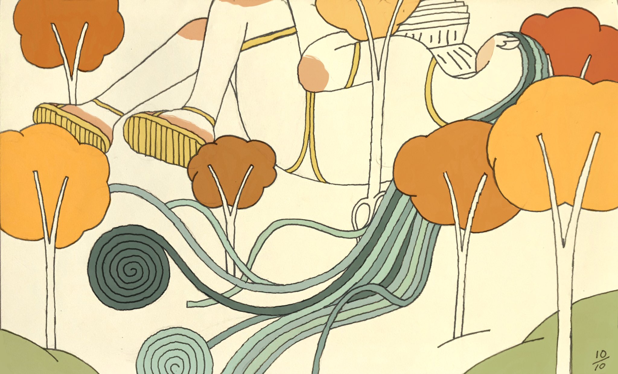 Reading (ink on paper, digital color)