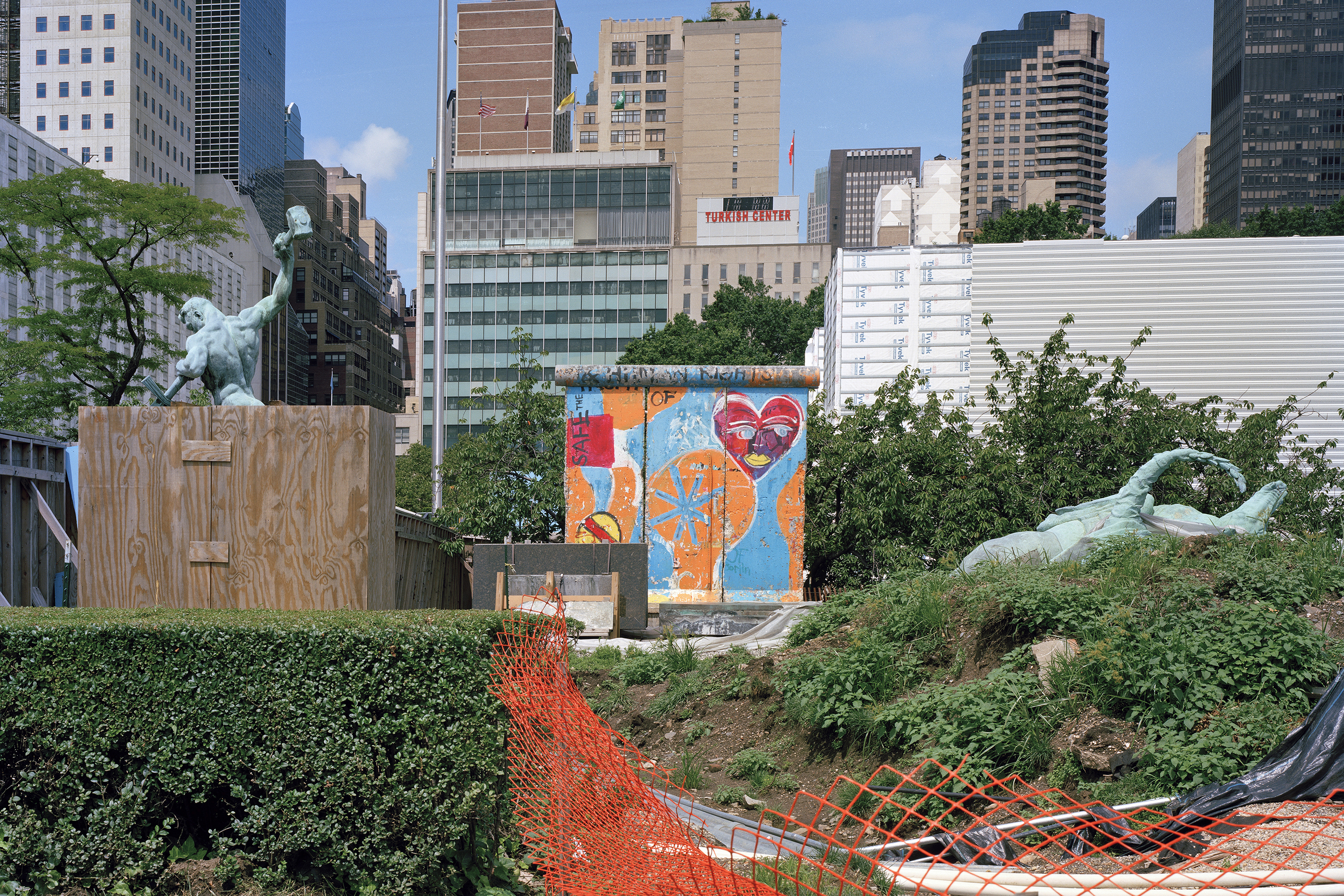 Berlin Wall segments, United Nations Sculpture Court (under renovation), New York City, NY, 2009