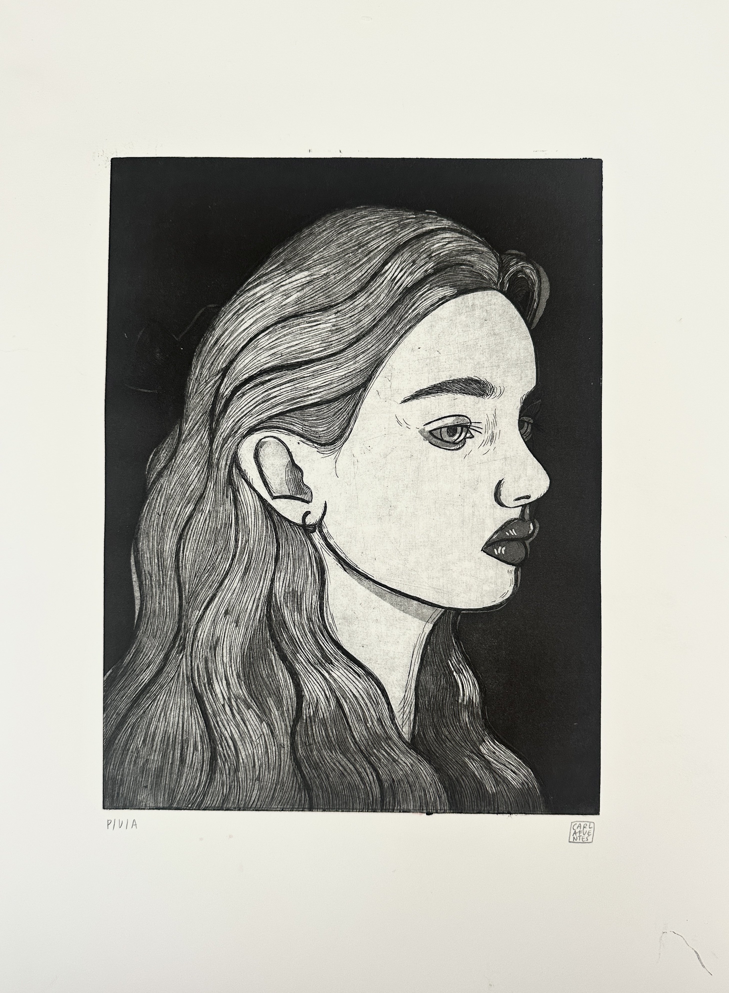 Olga. Chalcography  print on paper. 2025