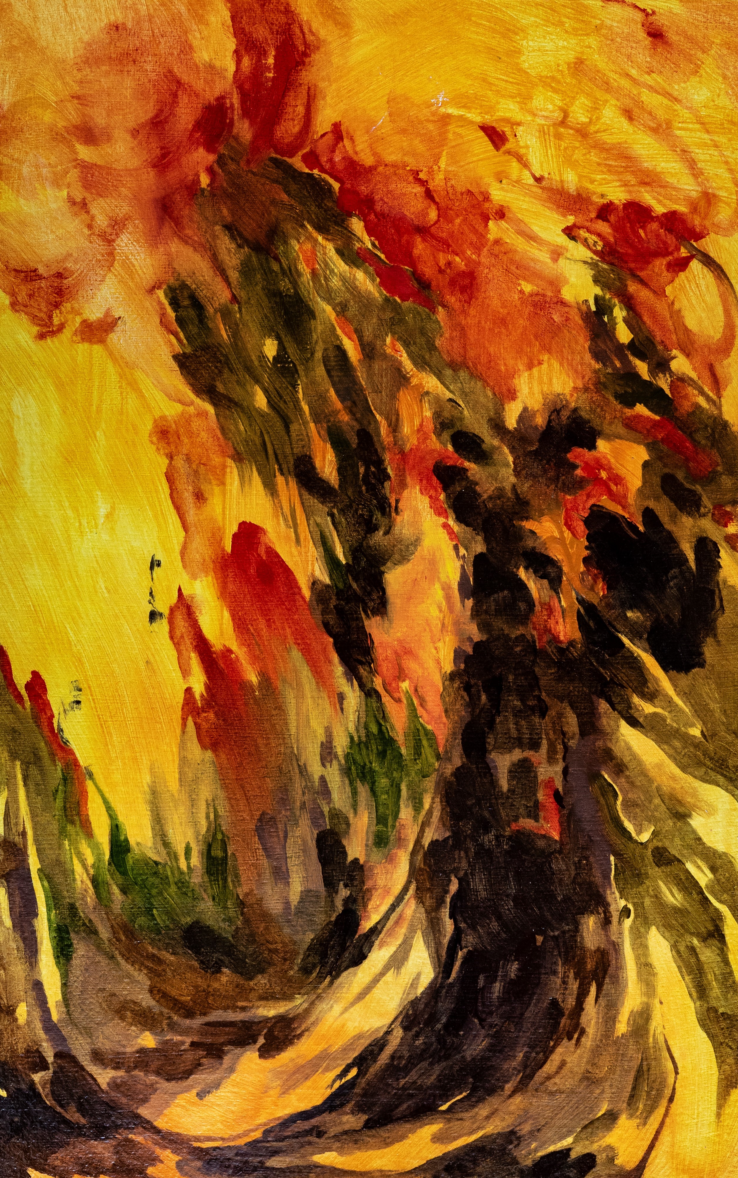 Second Blaze, oil on paper, 11" x 14", 2019.