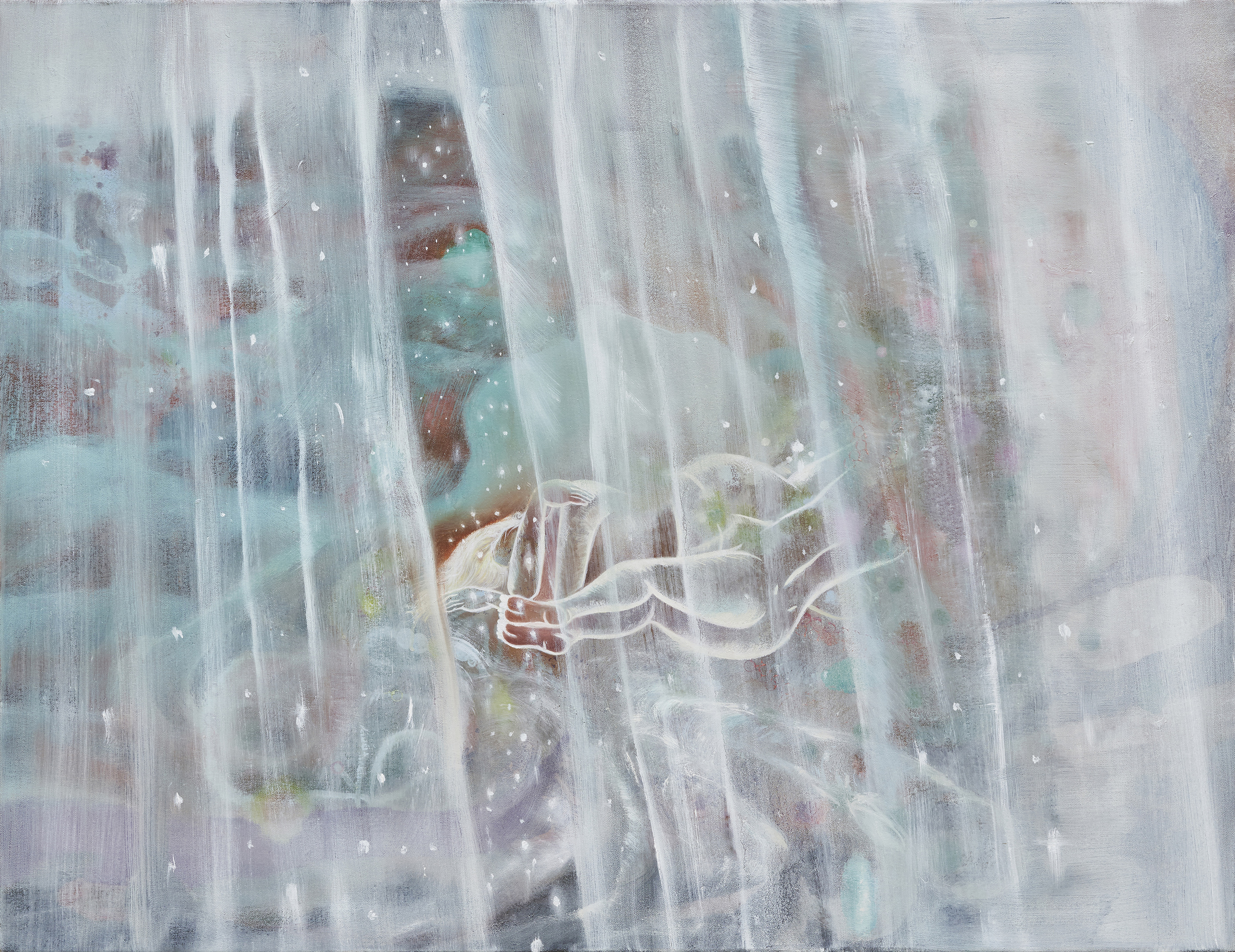 Echo in the Mist, 2025, oil on canvas, 35&times; 27 IN