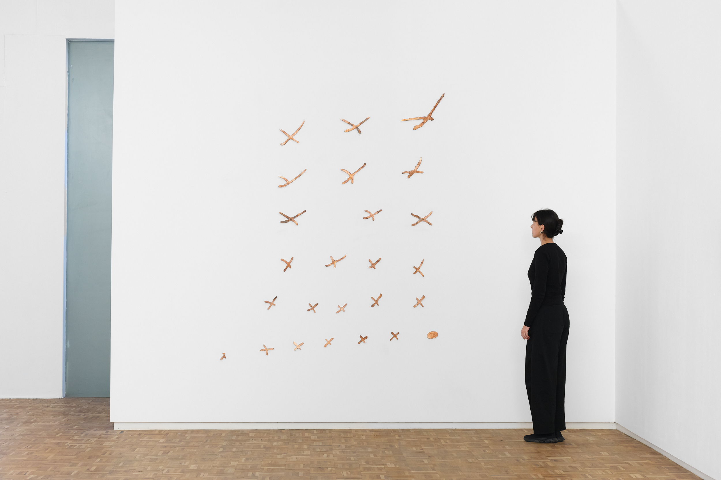 donna Kukama Instead we counted ecocides, ethnocides, and democides (2016 - 2025) | Oxidised copper, approx. 210 x 200 x 0.6 cm (scale view)