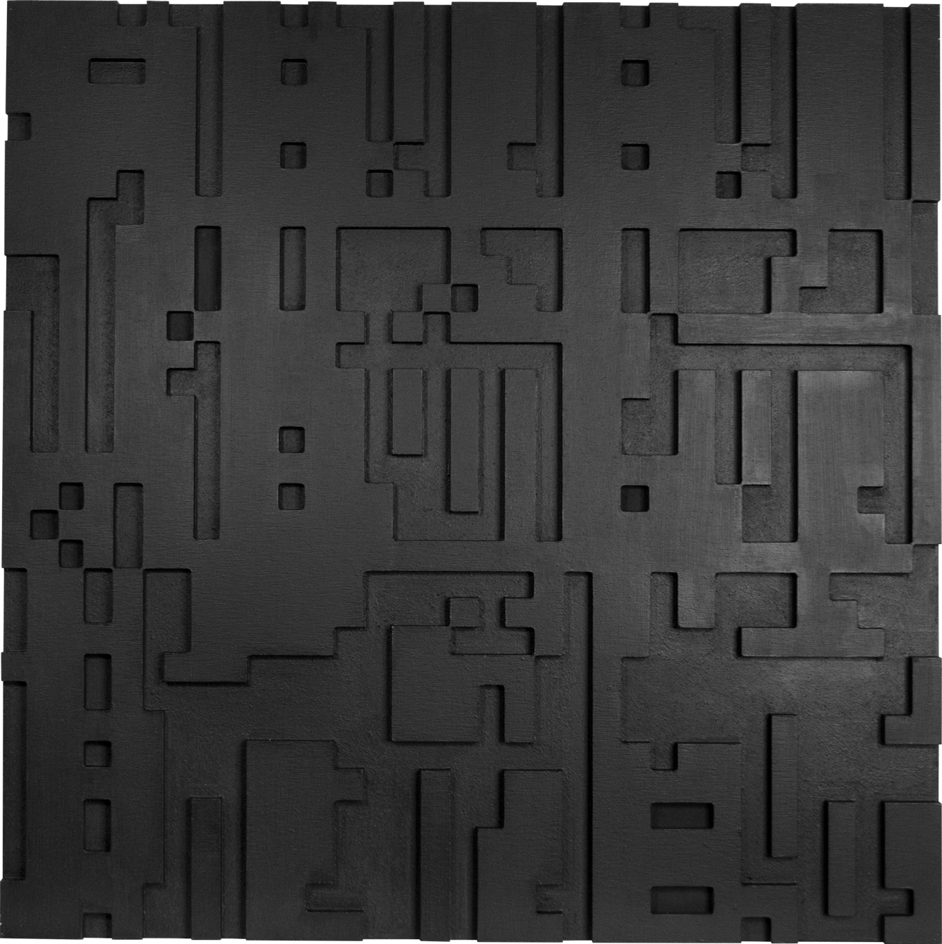 Monochrome Landscapes III. Lamp Black 5 / Series of acrylic paintings on fibreboard 2020 / 70x70 cm