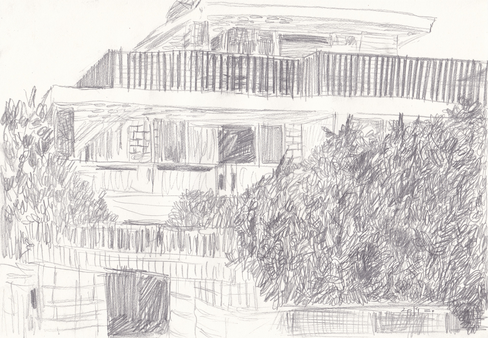 이태원 어딘가에서, 2019, pencil on paper, 21*29.7(cm)