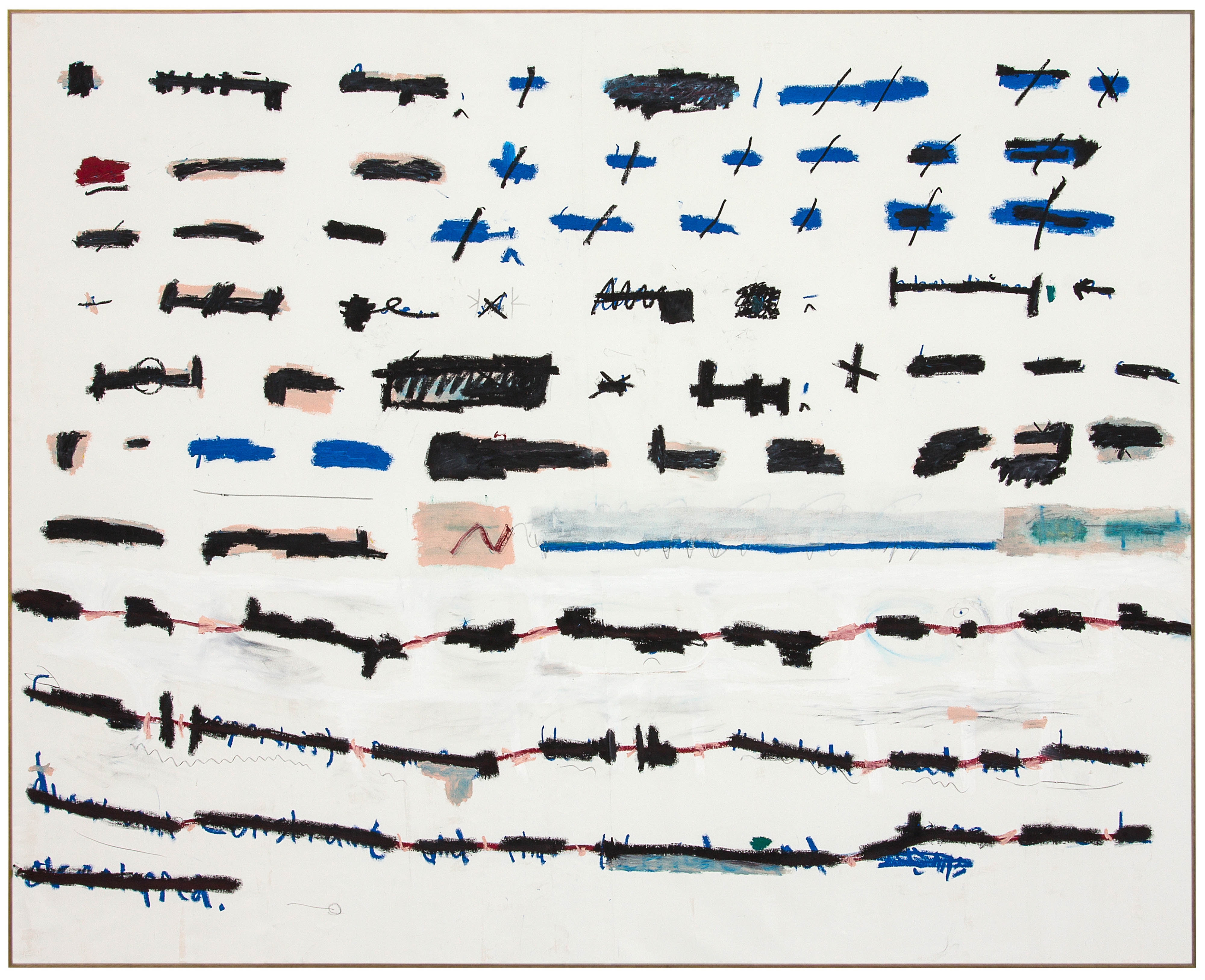 Jared Ginsburg, Backdrop no. 6 (horn section) (2017) | Oil and mixed media on canvas ; 220 x 276 cm