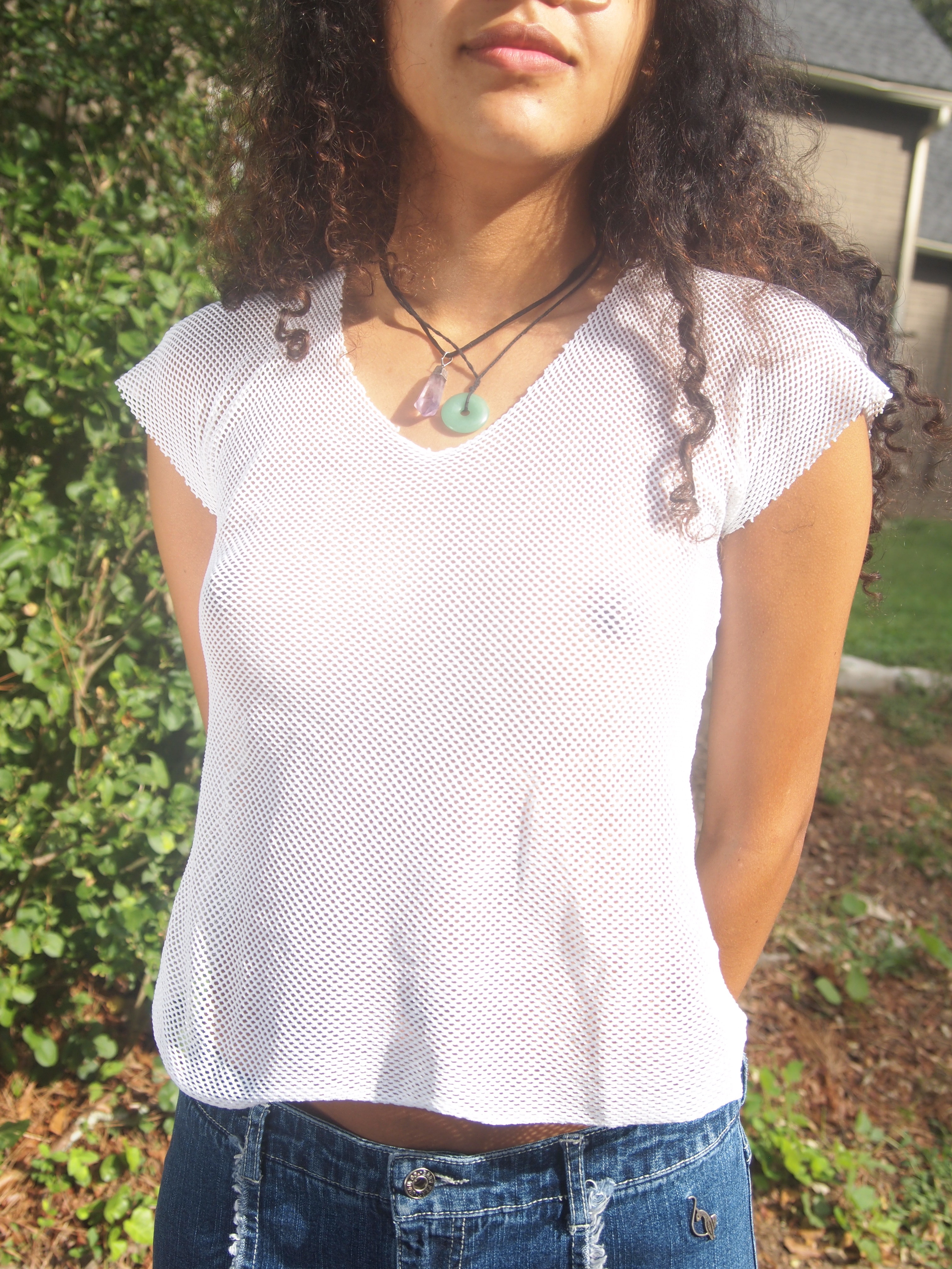 90s White Netted Mesh Top - 𝓈𝑜𝓁𝒹