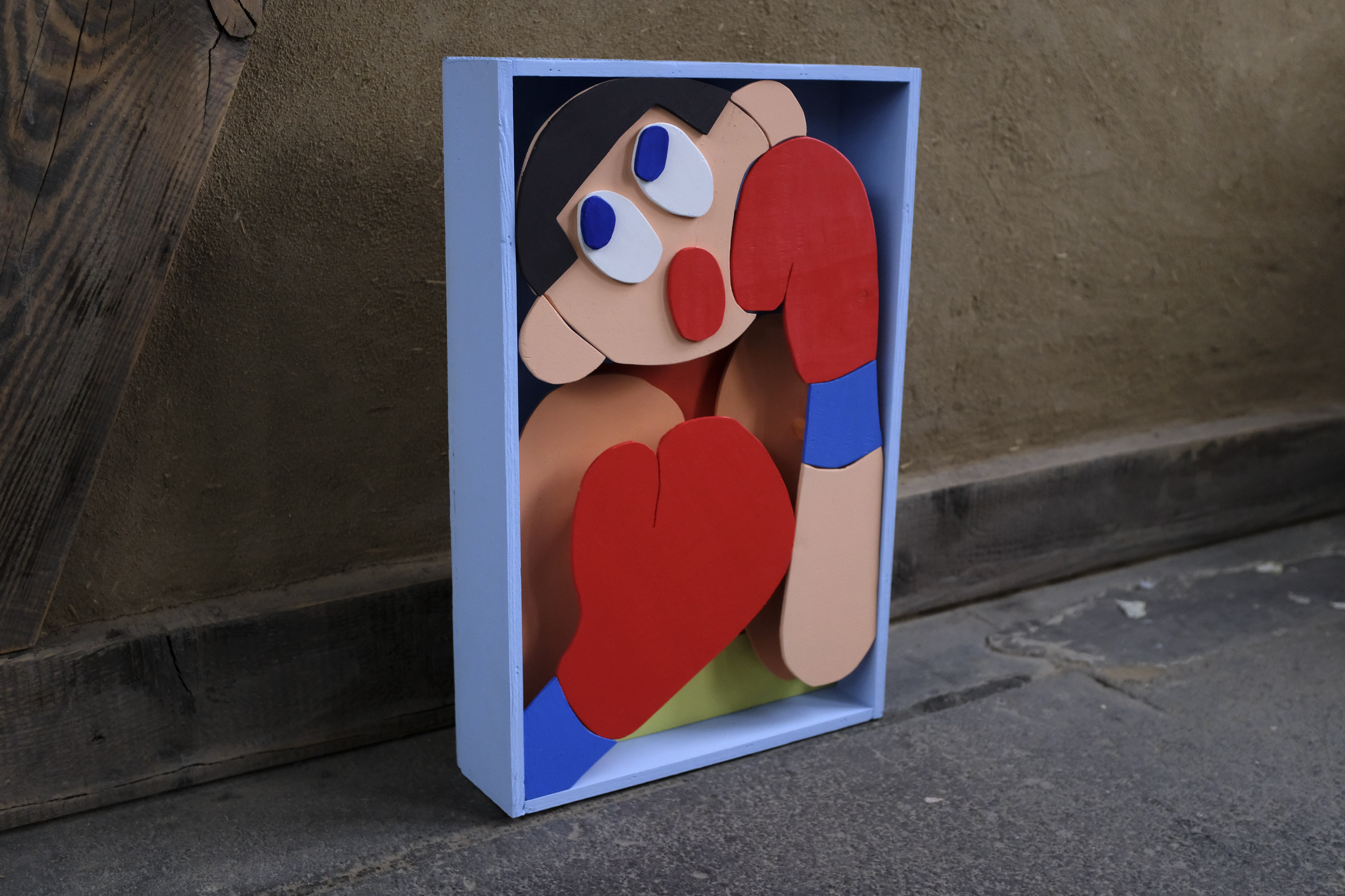 Boxer (2023), Acrylics on Wood, 50 x 32,7 x 9cm
