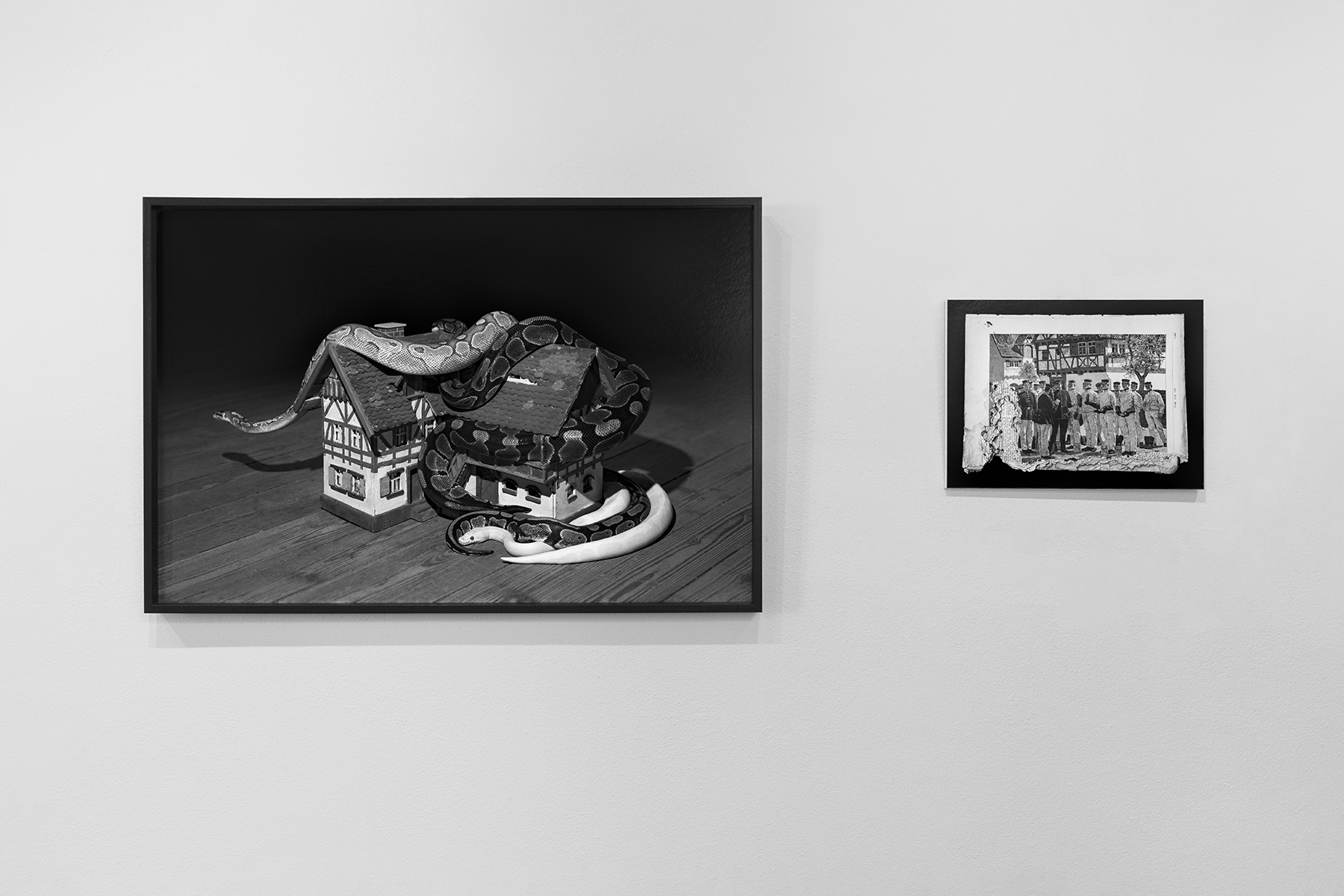 From left to right: The Spiral (2019), The Black Hole (2018). Archival inkjet prints on baryta, mounted in lime wood frame, 70x104cm, 30x42cm.