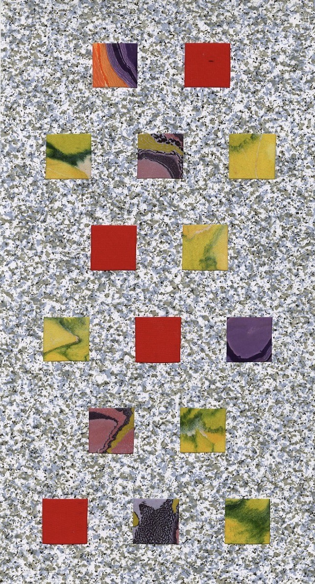 15 patch 2022 marbled cotton, cotton, vinyl on paper 9” x 16.5”