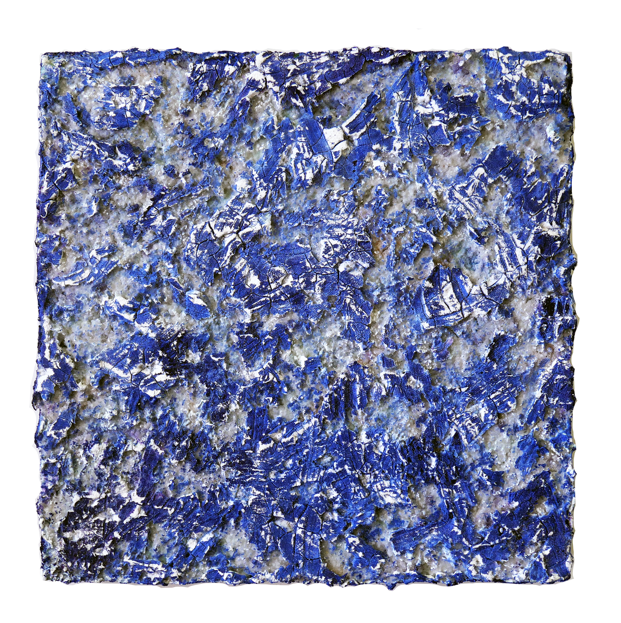 Those Cracking Waves;  Phosphorescent minerals, amethyst, turquoise, sand, & acrylic paste on panel, 8”x8” *SOLD