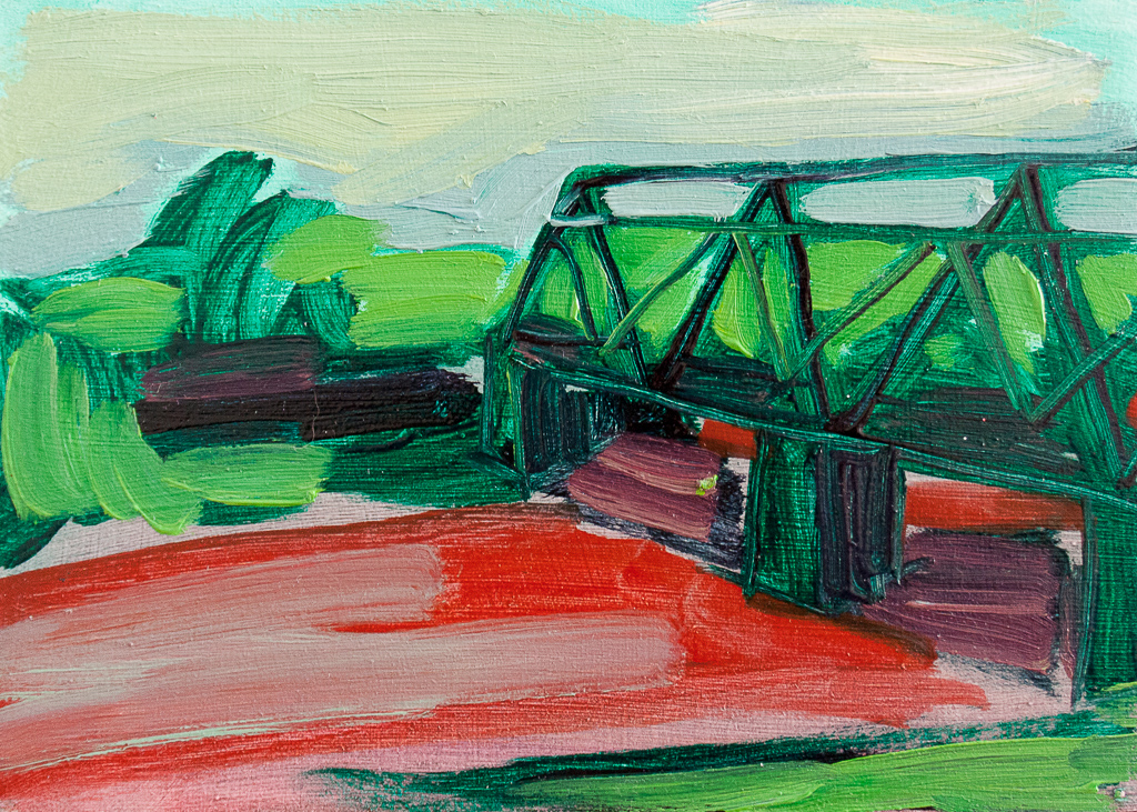 Broken Bridge, oil on panel, 5 x 7 inches, 2017.