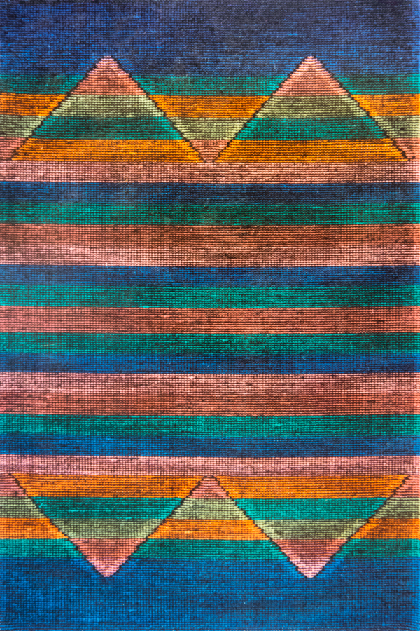 Handwoven wool rug. Serial production. 1990's