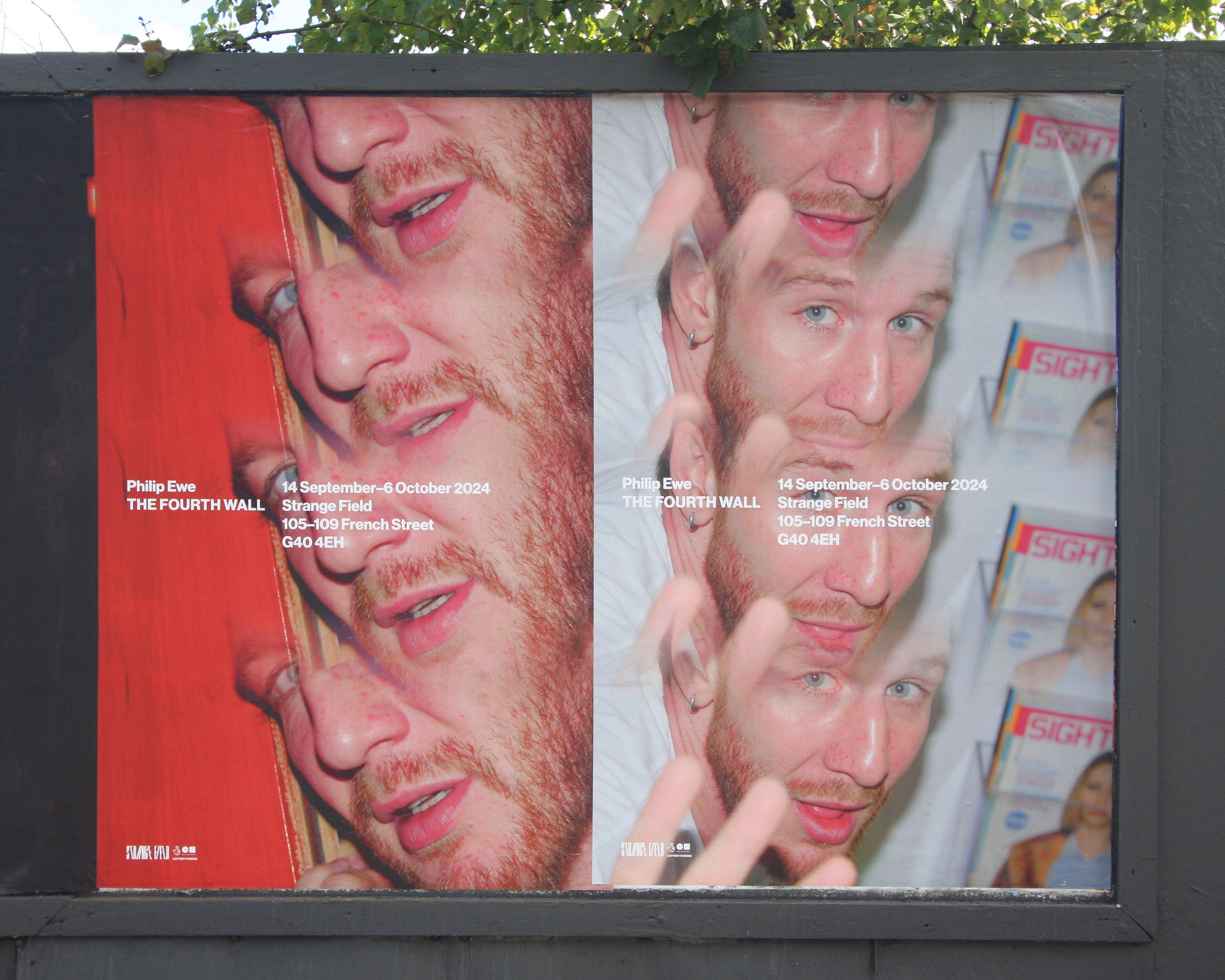 Graphic identity for Philip Ewe's solo exhibition THE FOURTH WALL, 2024