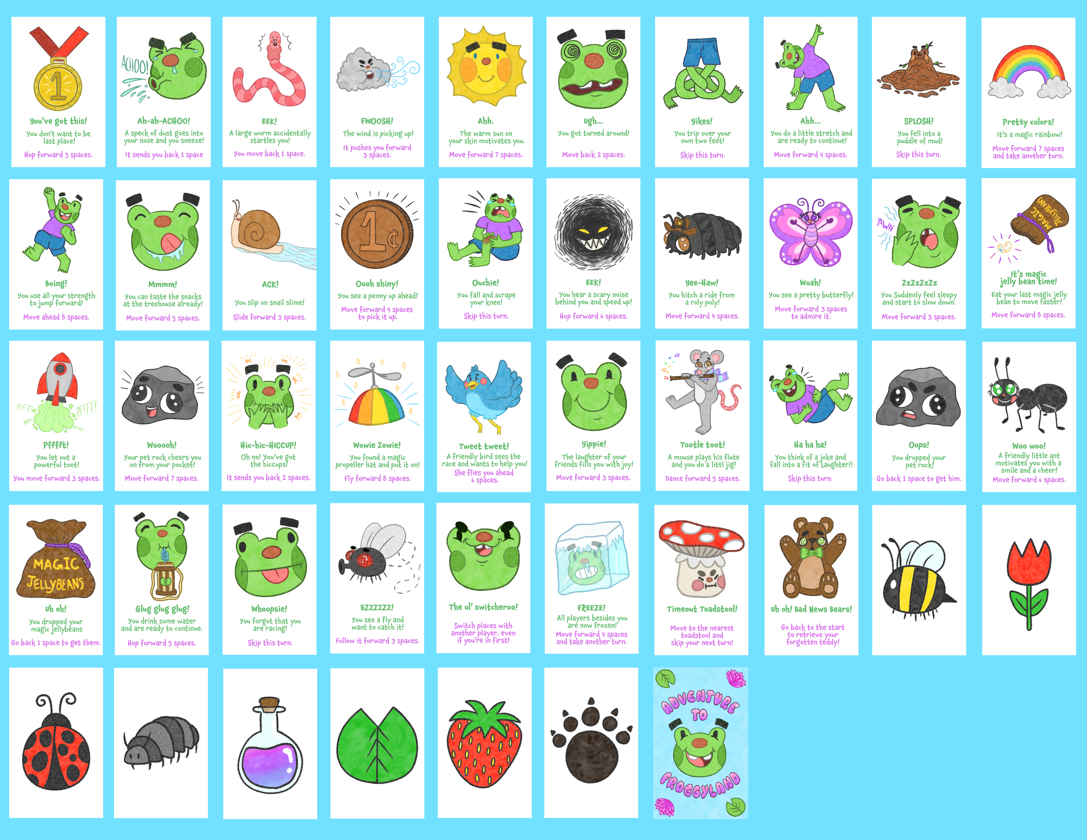 All Adventure to Froggyland Cardsdigital print on cardstock, 2.5in x 4in, 2023