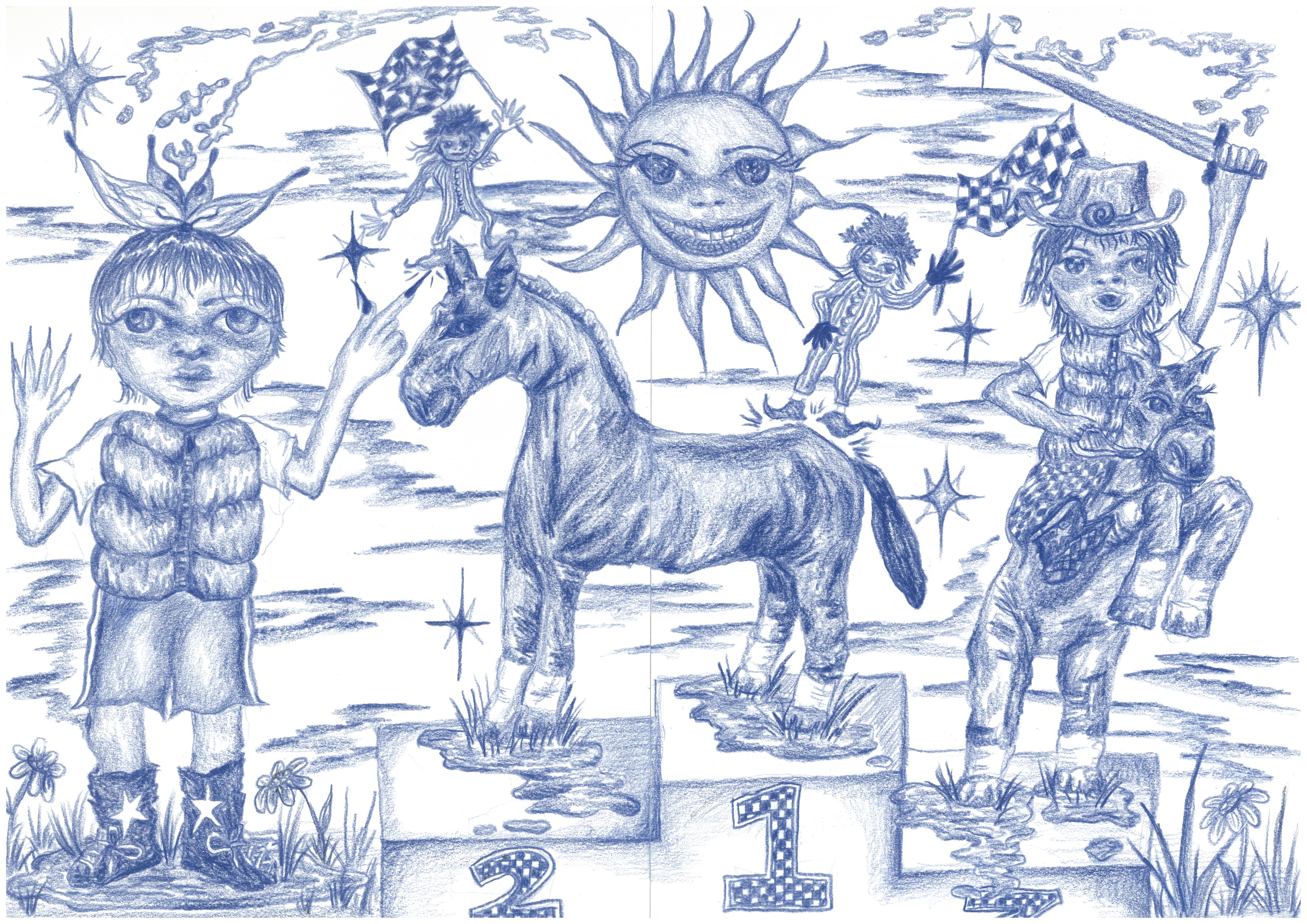 in my dreams I am at the fair (2021), colour pencil on paper, 21 x 42 cm