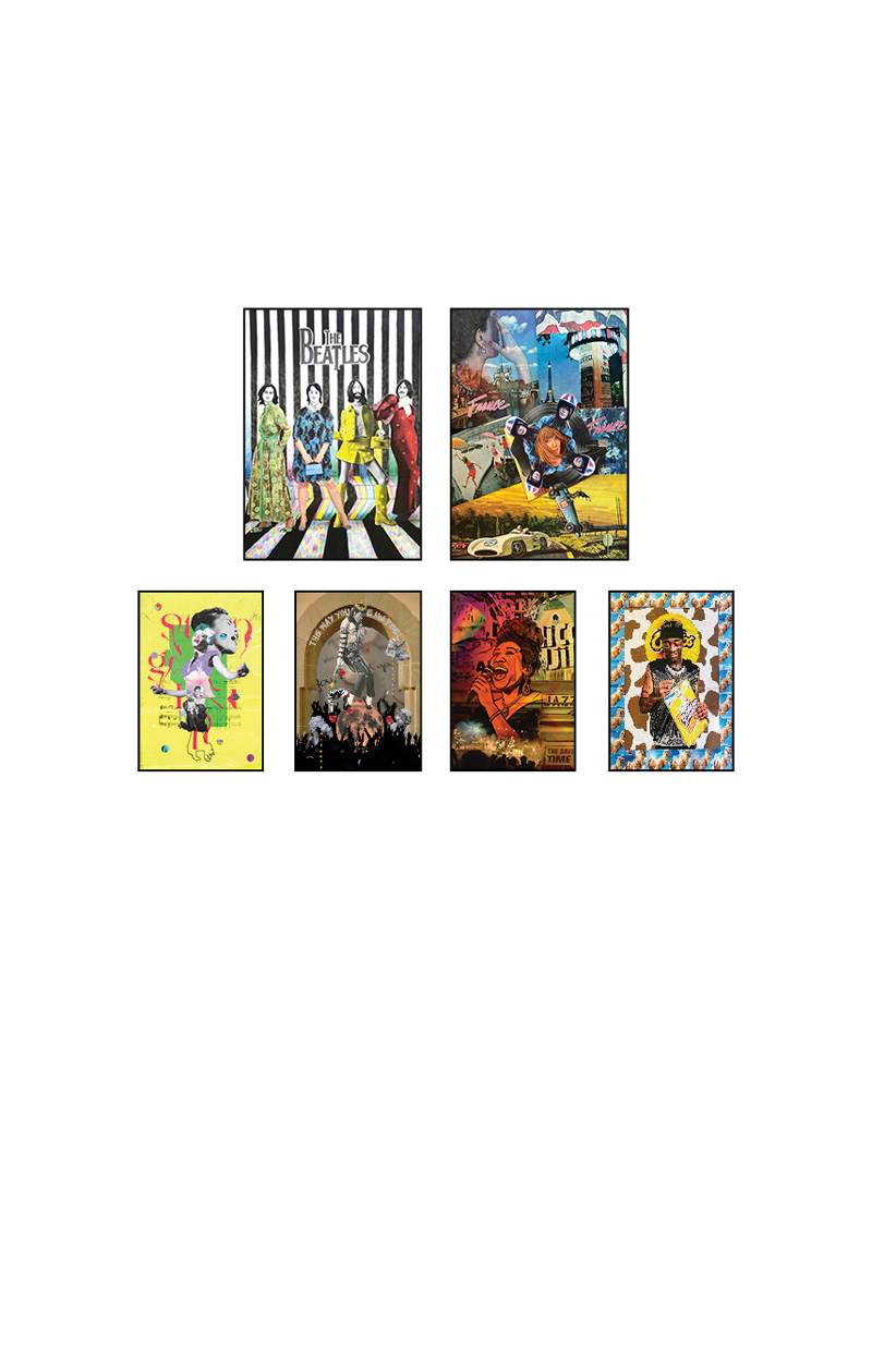 1 - Carina Bittner , Allemagne @carinaskreationen 2 - Cherie Savoie Tintary , USA @kitschy_collagist 3 - Ivan Bendayan , Espagne @ivanbendayan 4 - Helene Lumo , USA @helenelumoart 5 - Marie Borisyonok , Biélorussie @samarieta.flare 6 - Elesha Casimir , USA / France @project8.8.88