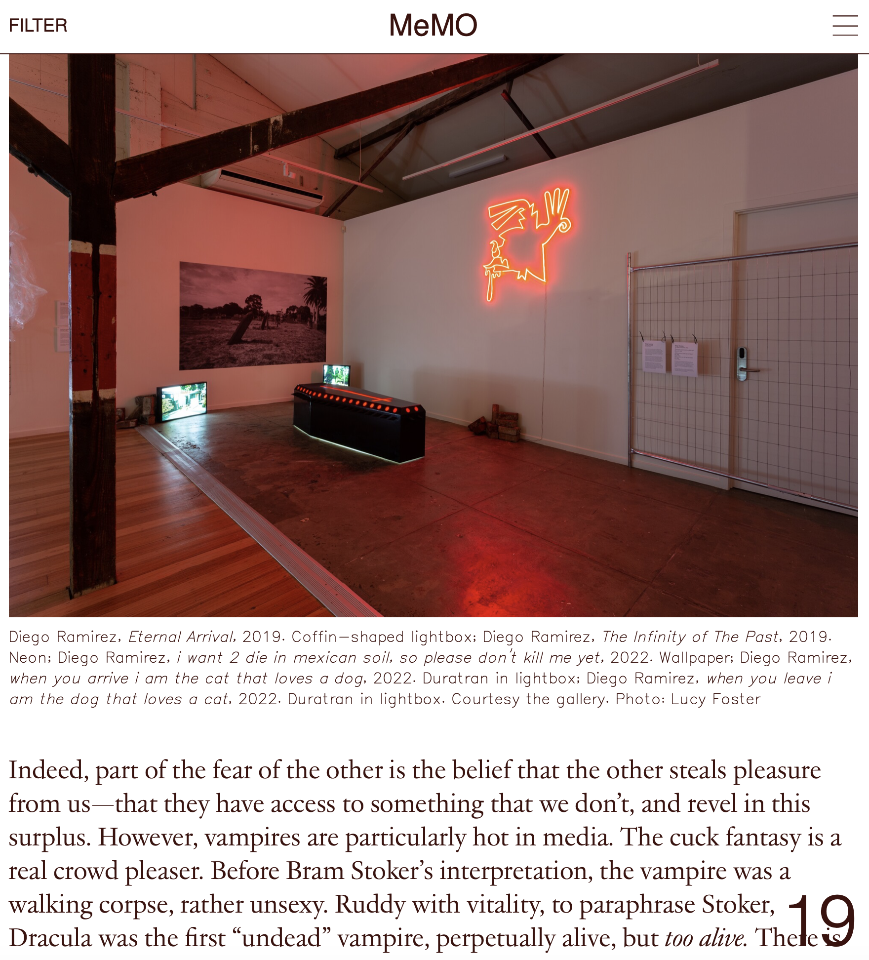 Review on Aeon Resurrection (Group show) by Tara Heffernan, MEMO, 2022