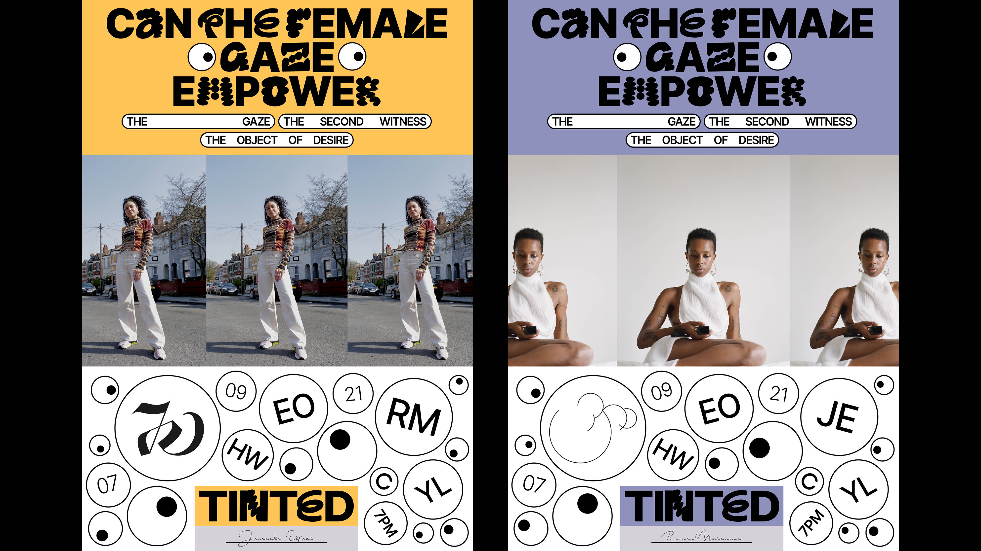 23/40: Visual Identity for ‘Can the Female Gaze Empower?, posters for promotion on social channels, 2021.