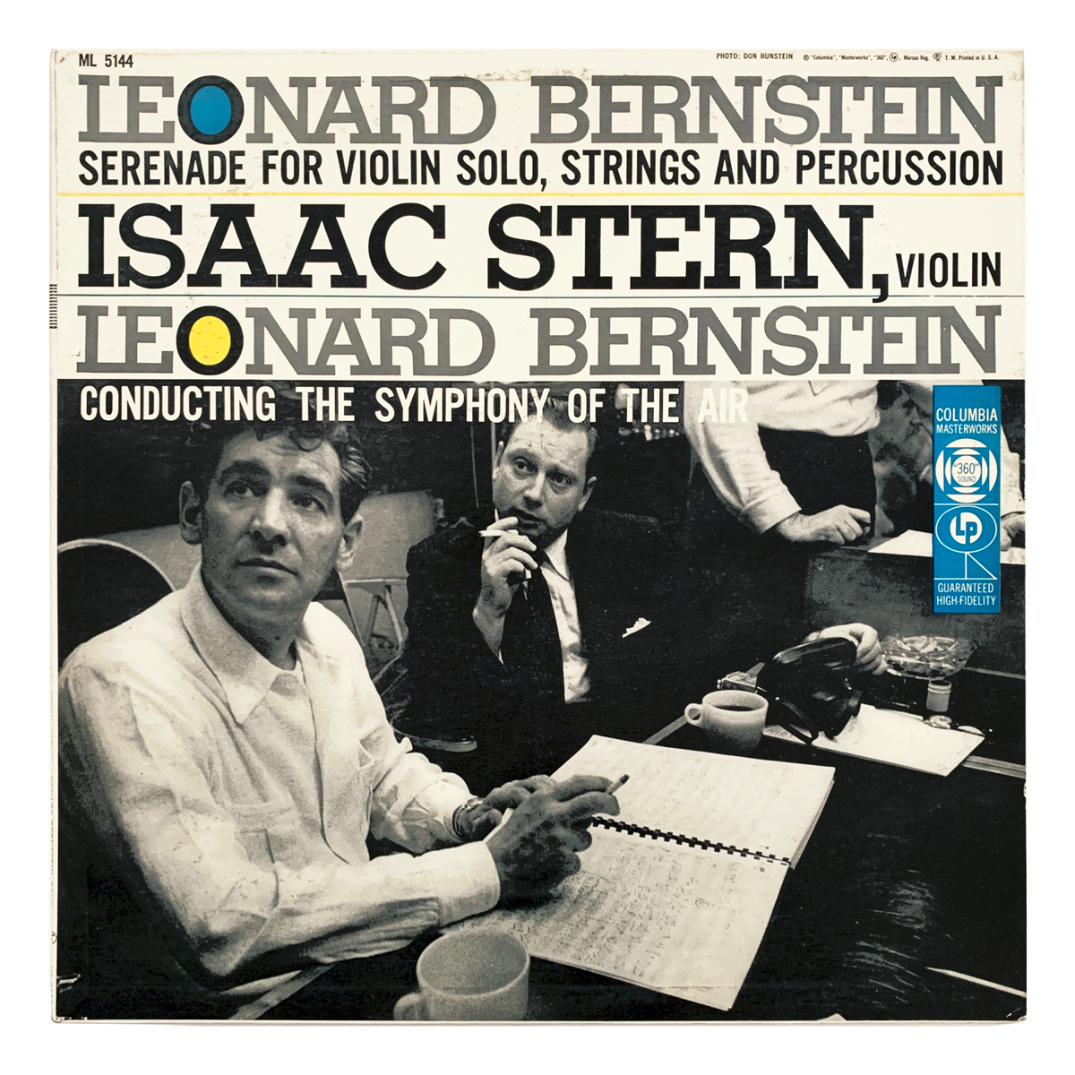 Columbia Masterworks ML 5144 Leonard Bernstein - Serenade after Plato's "Symposium" Symphony of the Air - Leonard Bernstein Isaac Stern Design: Don Hunstein (photography)