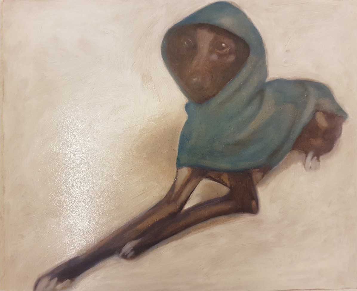 Hoodie2022, Öl auf MDF, 33 x 27cm