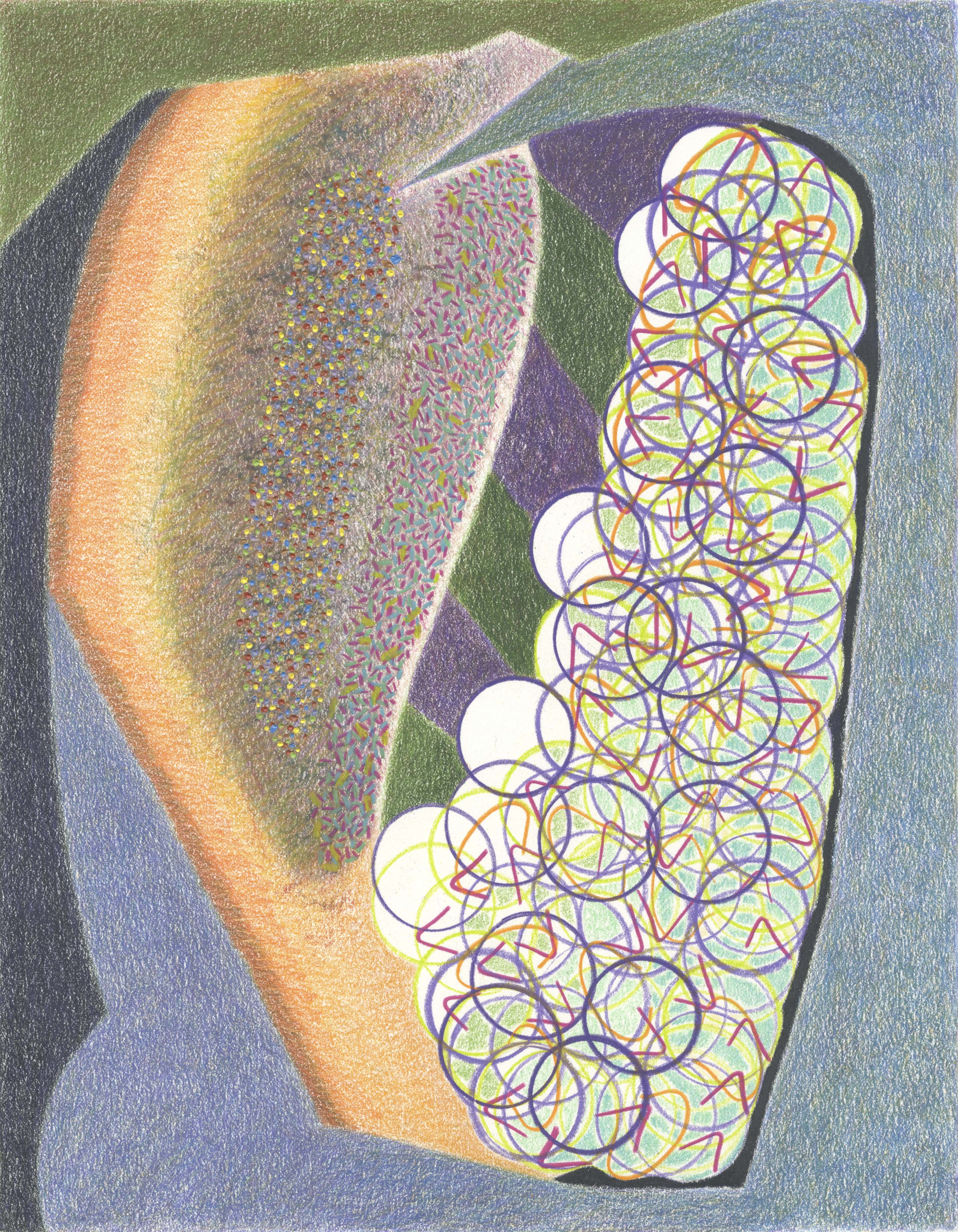 Prototype, 2019/2020, colored pencil and acrylic on paper, 14 × 11". 