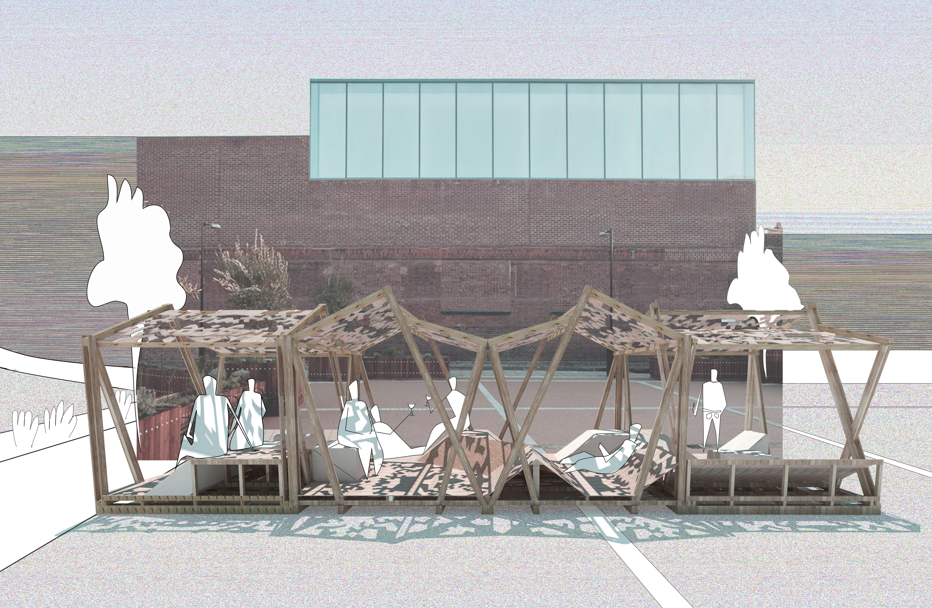 As a pure architecture installation, the urban living room would be just a place to sit alone or together and relax. But, on top of that, it intends to bring the conviviality to the urban space; by reinforcing the feelings of share and interact. It&rsquo;s about improve the loose public places with an urban installation that remains interaction and the sense of sharing something. Where, you&rsquo;re not anymore a passive viewer. You&rsquo;re the participant, the co-creator and a fellow player.