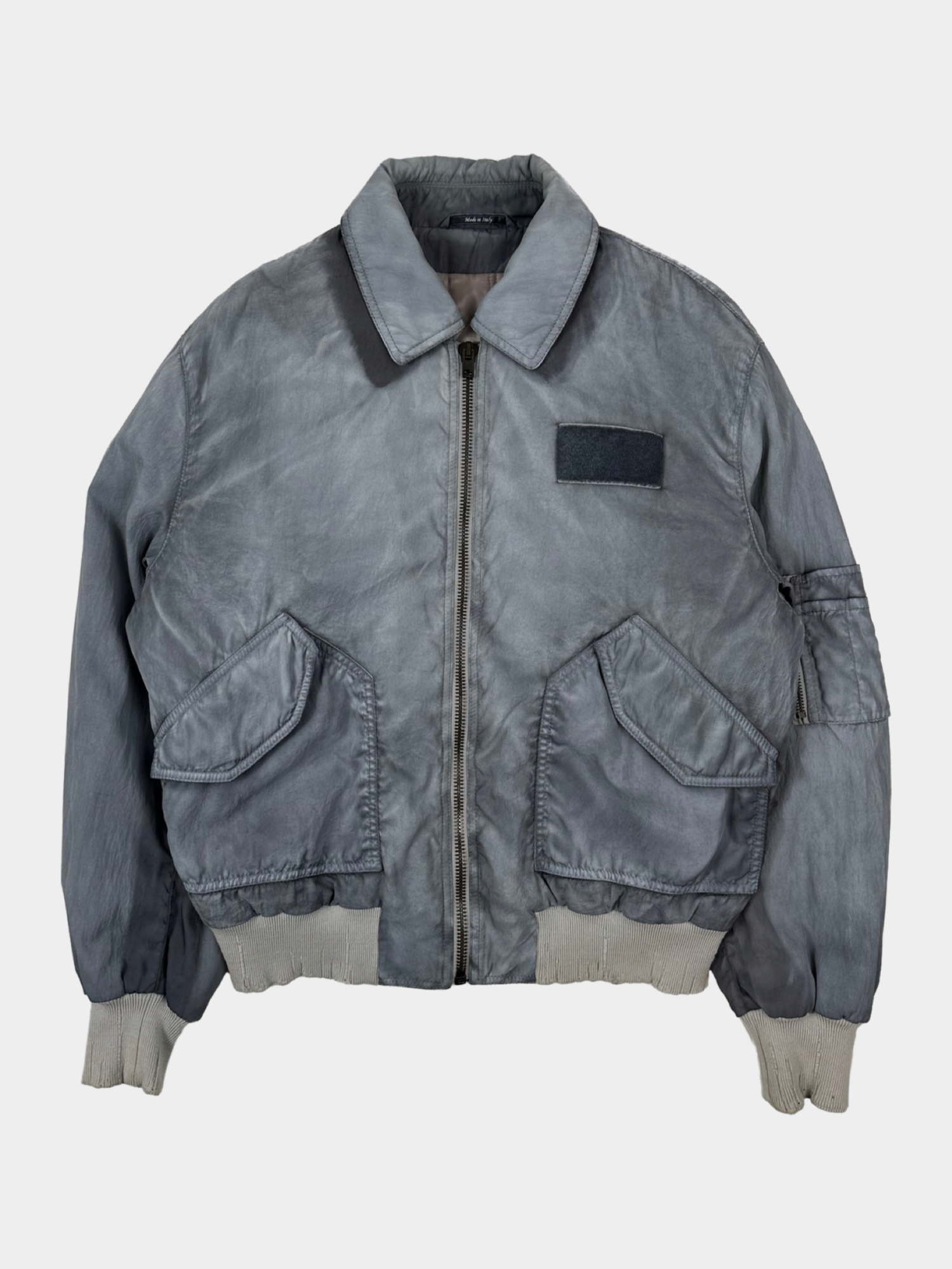 MARTIN MARGIELA Distressed Grey Washed Military Bomber - ARCHIVED