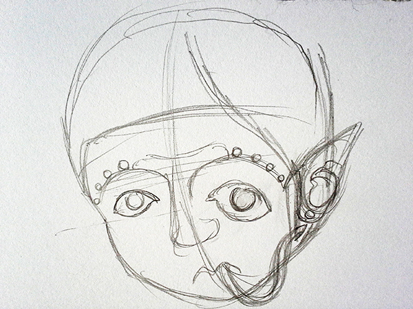  This strange character appeared in my sketchbook during a morning lecture. The tube in her mouth is supposed to go to a backpack full of water on her back.