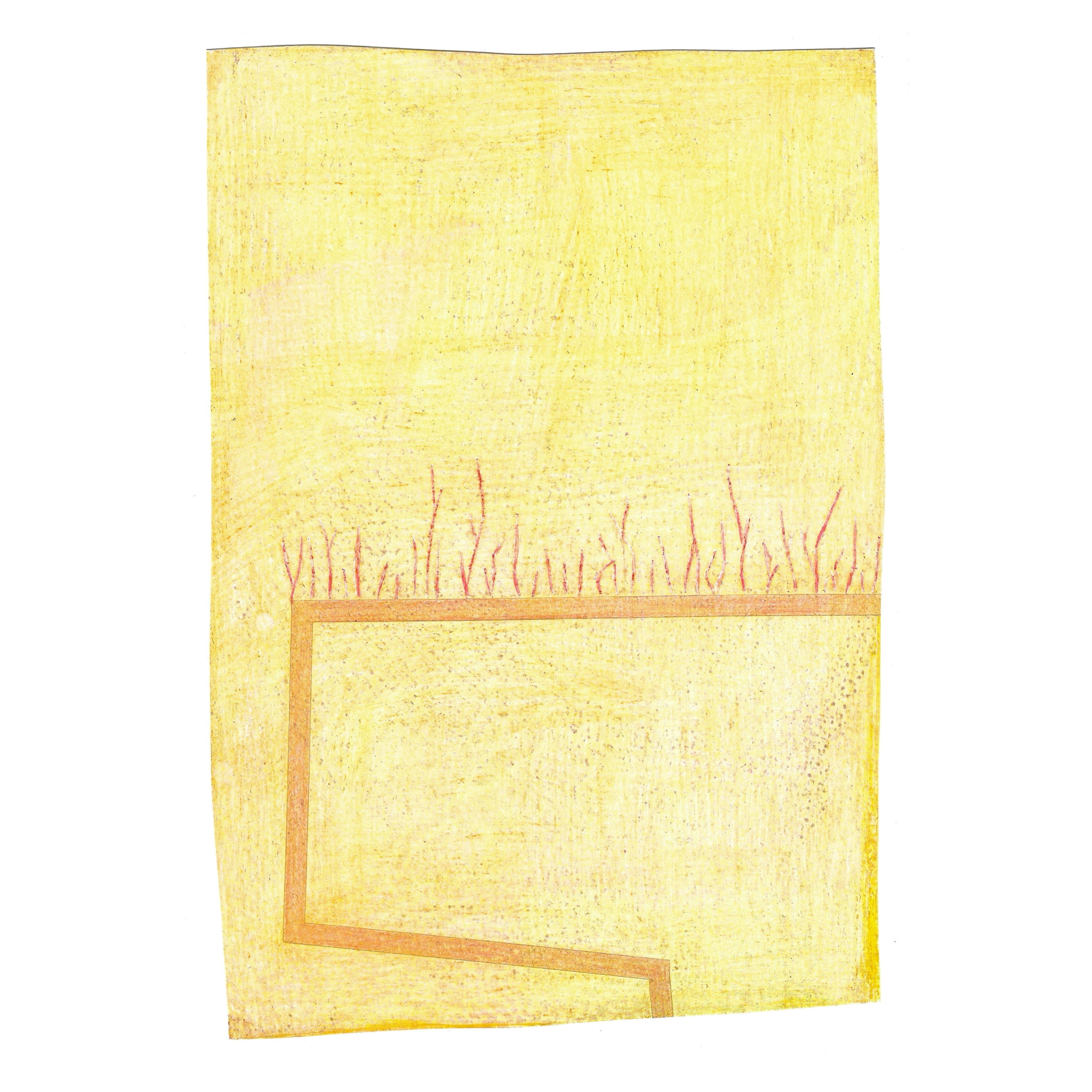 By the Canal, 2023. Acrylic and coloured pencil on 300gsm paper, 28 x 19cm