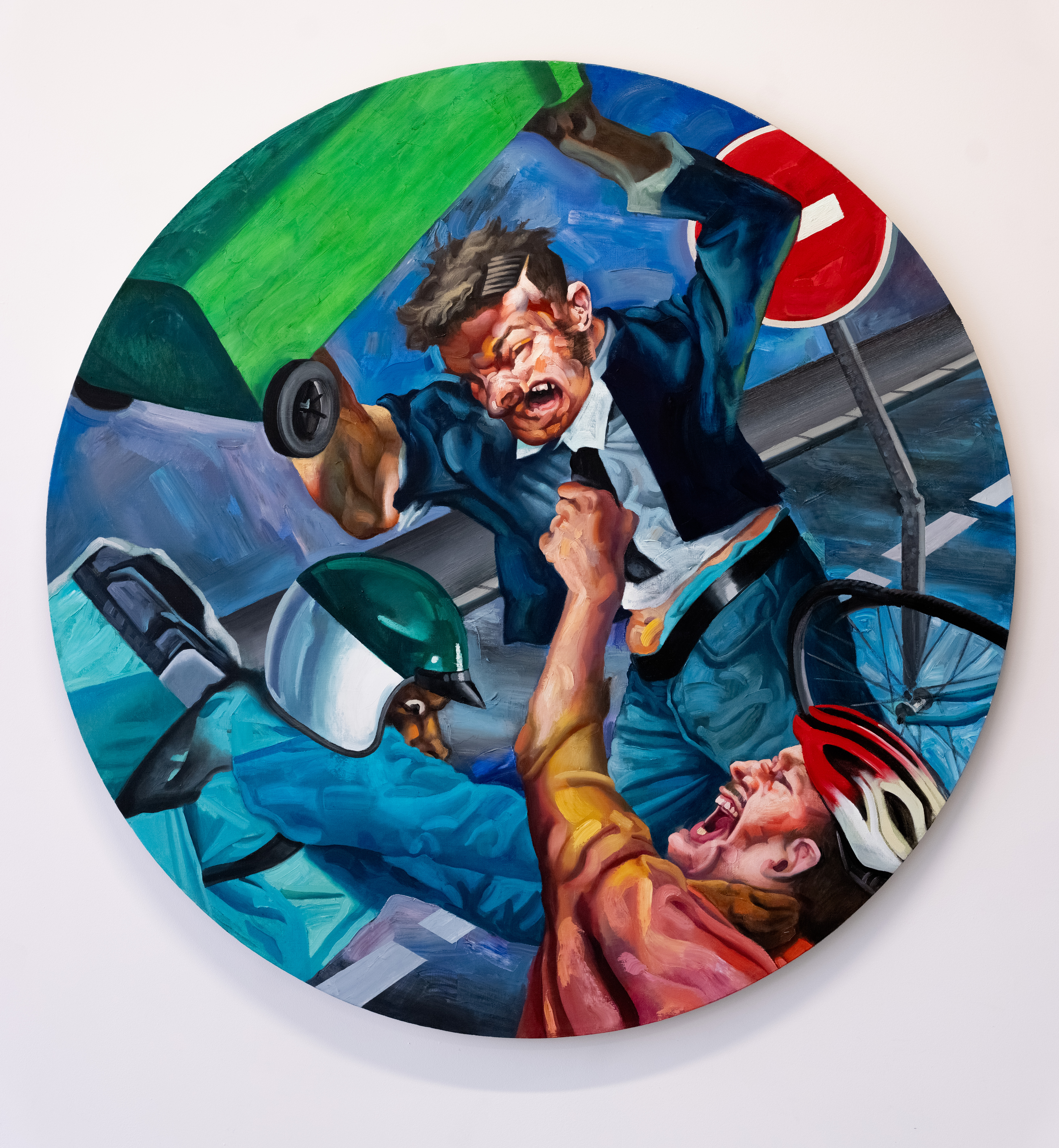 Road rage, Huile sur toile, 120x120cm, 2025