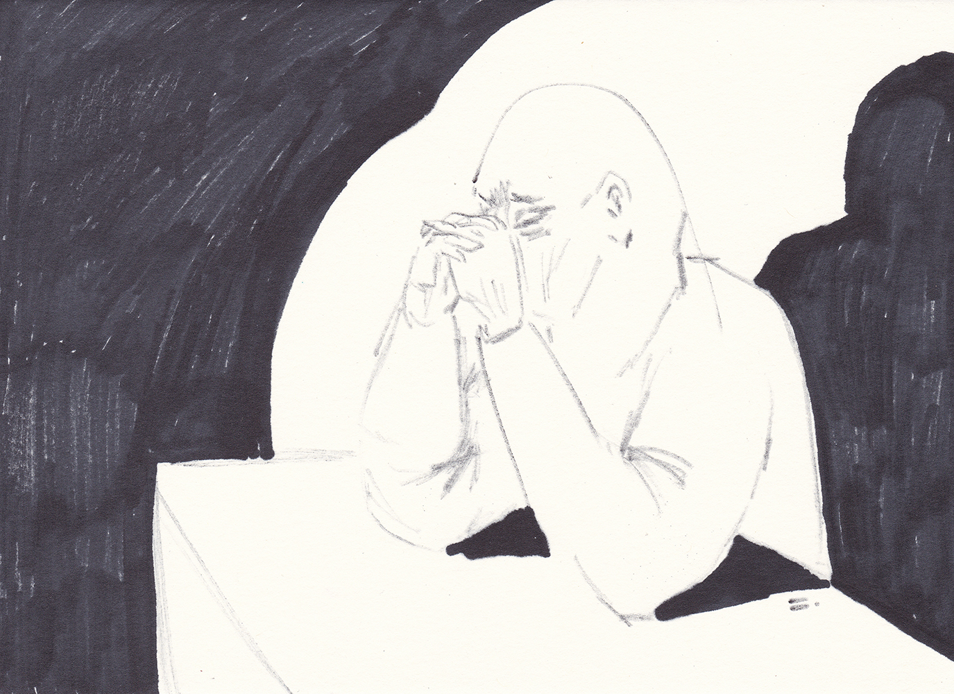 불을 꺼주세요, 2017, pen on paper, 14.8*21(cm)