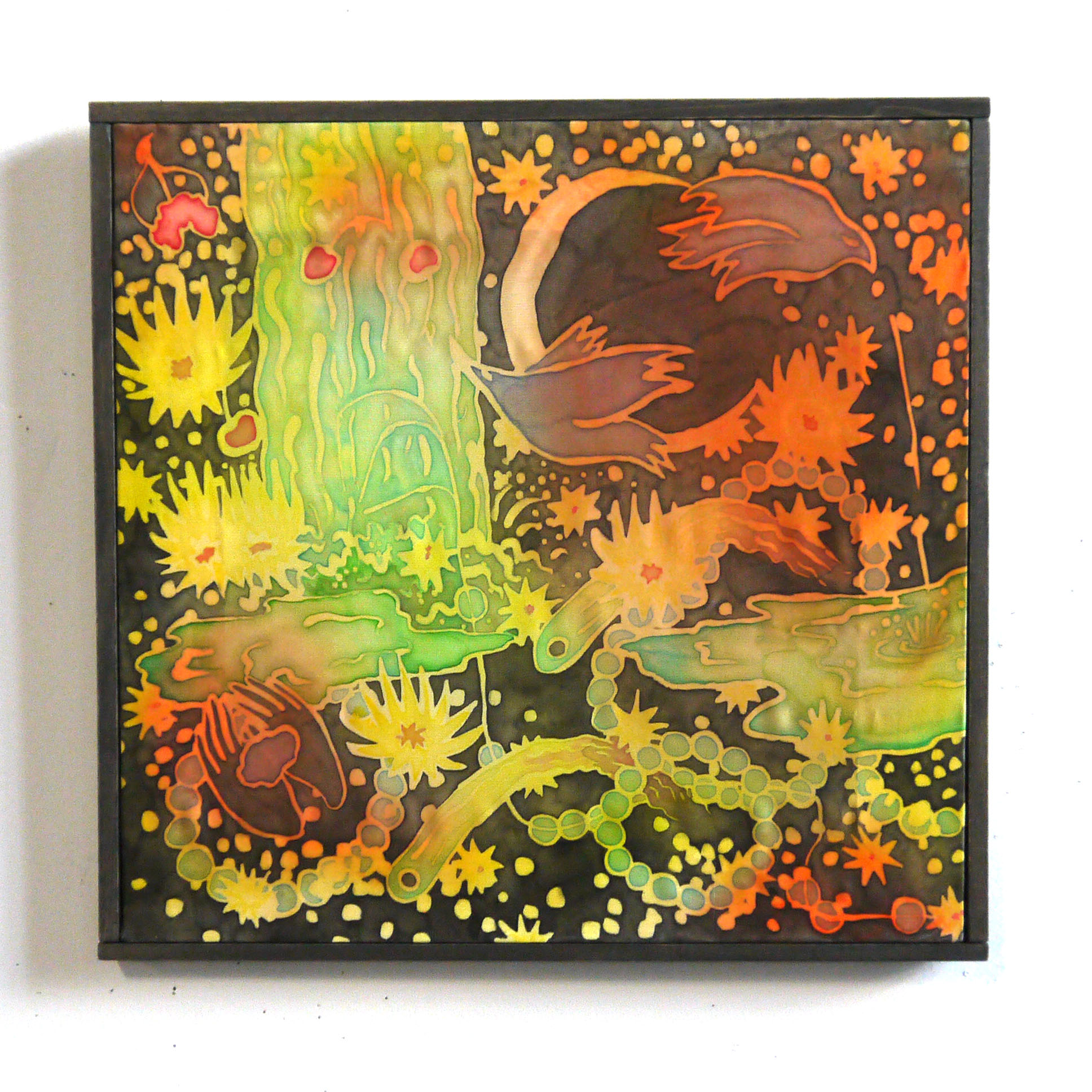 the world began with a bracelet, 2023silk painting16" x 17"$400