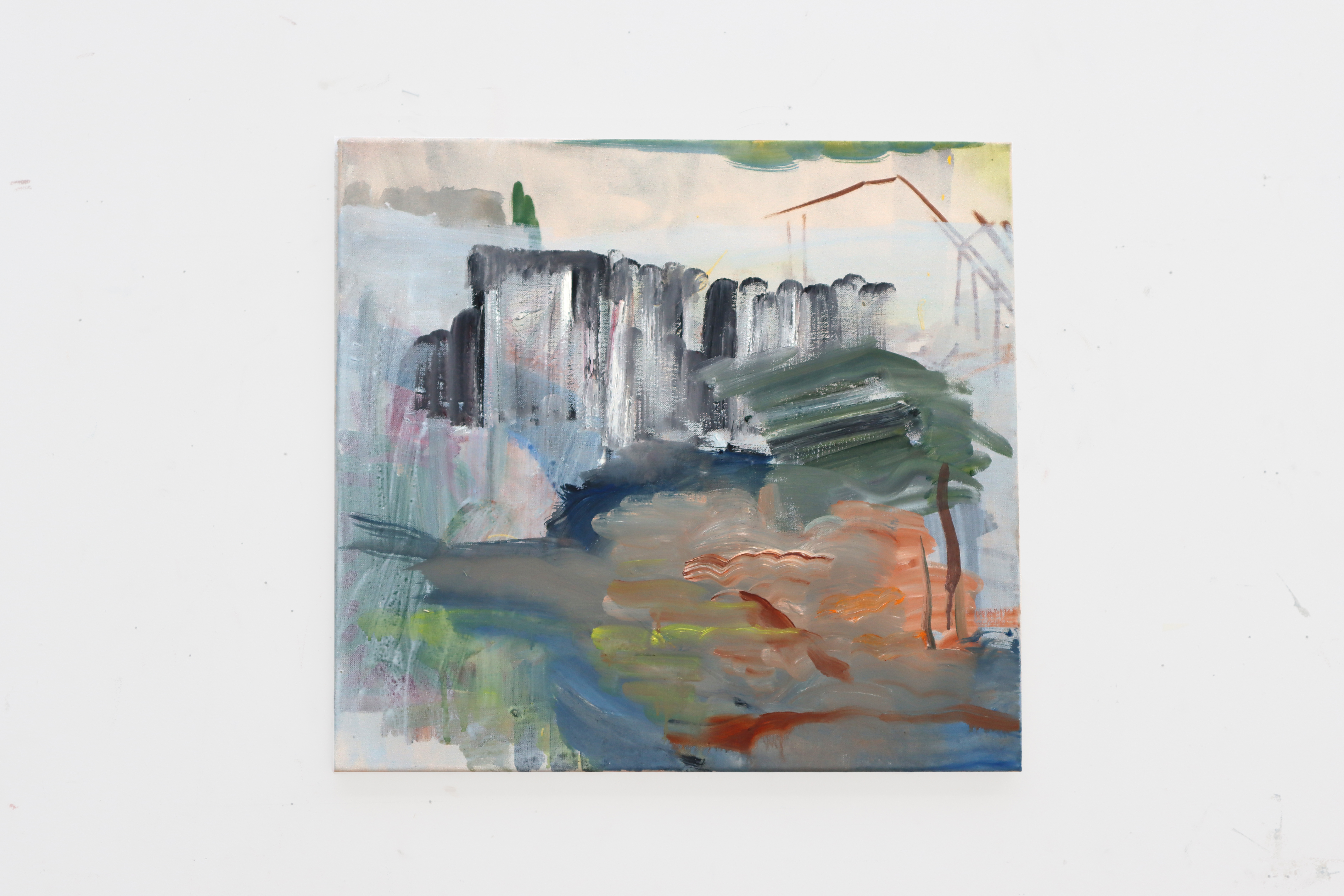 Landscape, acrylic spray paint and water soluble paint on canvas, 49 cm x 53 cm, 2023