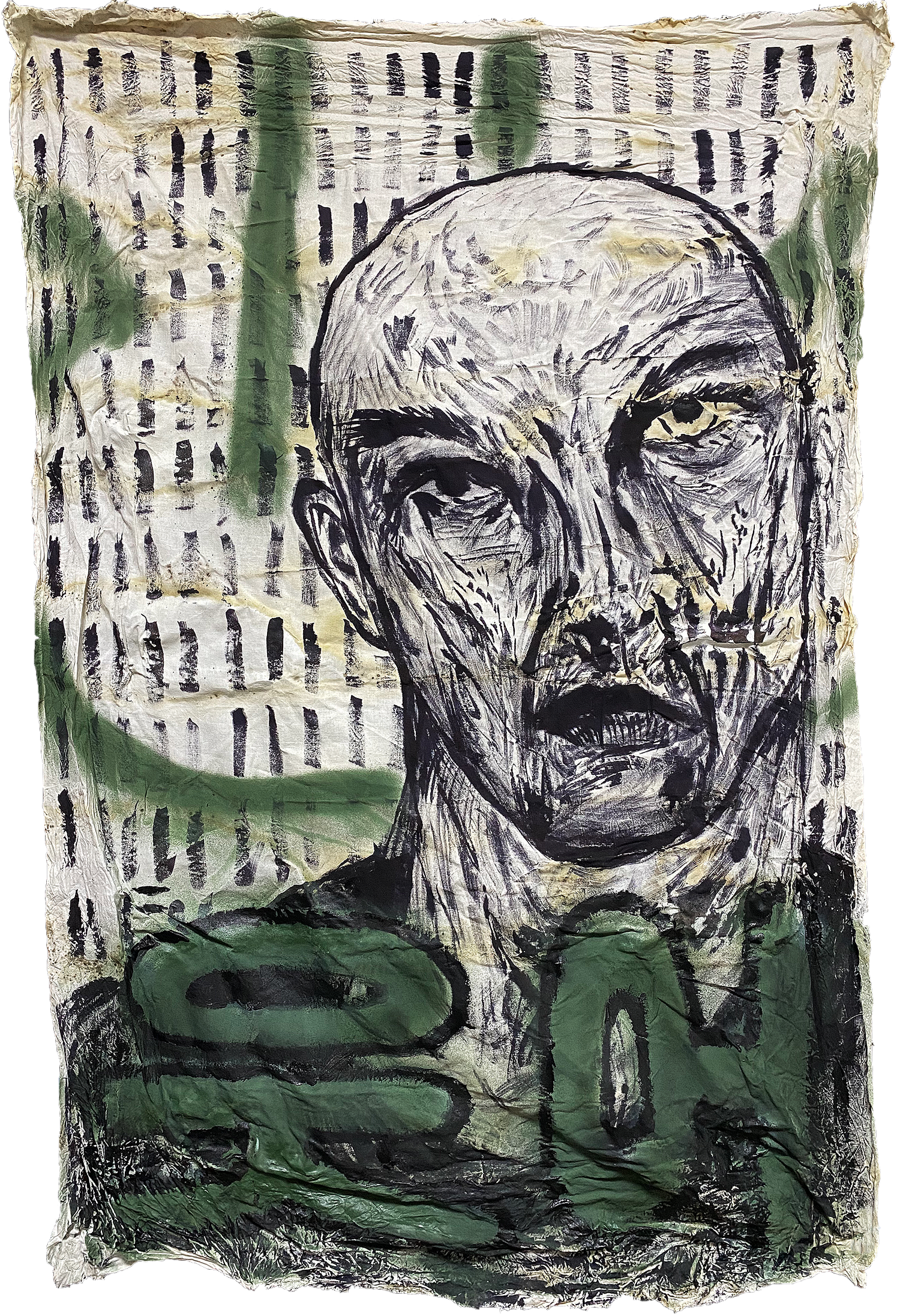 웃어 2021, mixed media on cotton, 100*76(cm)