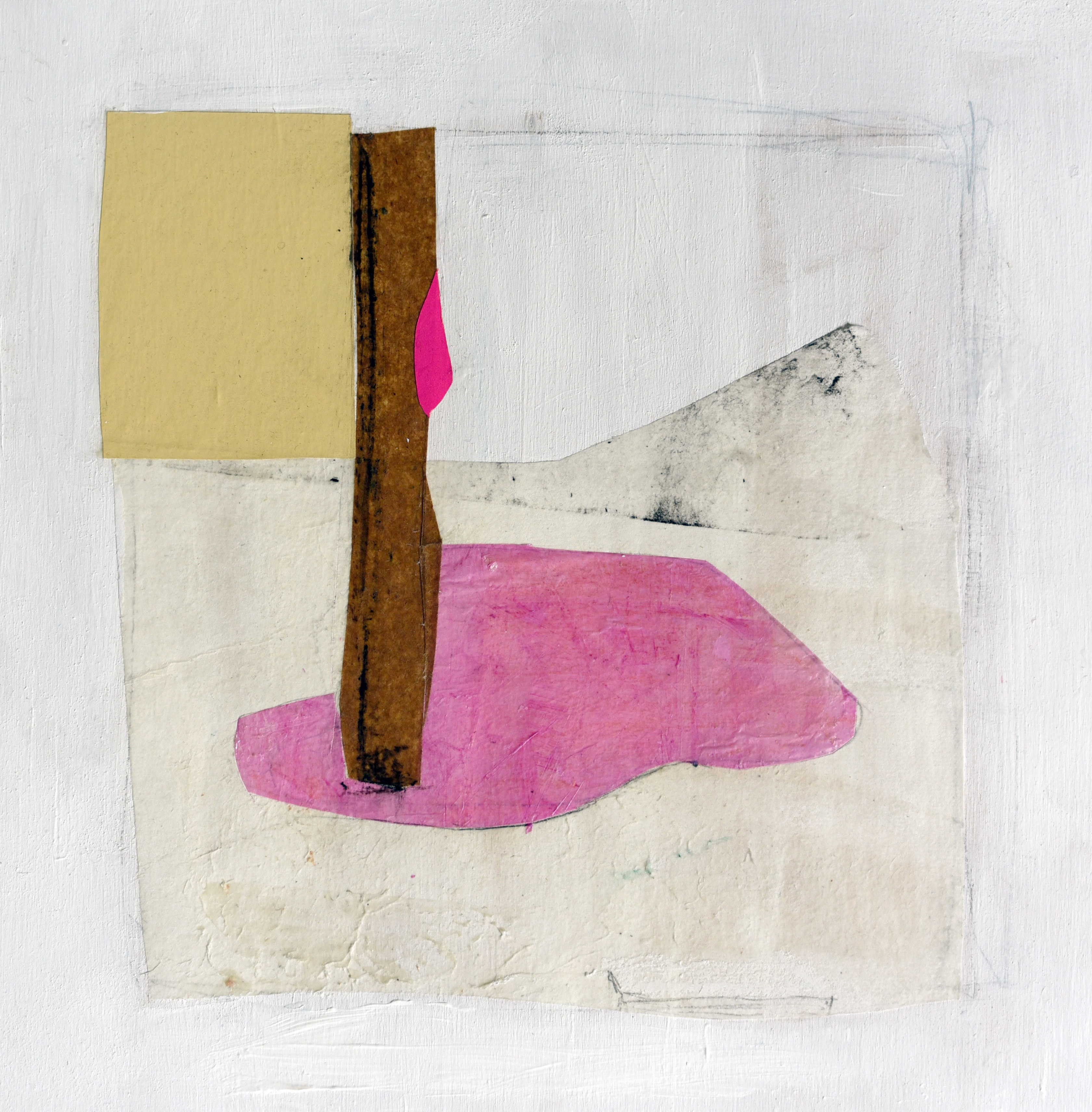 close up, collaged paper and oil on panel, 12 in  x 12 in, 2018