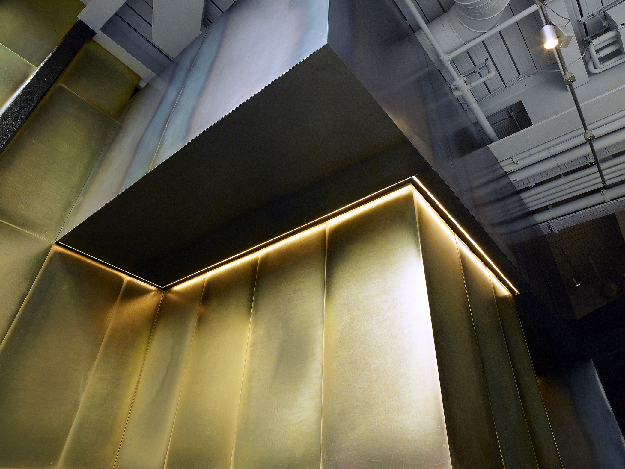 Shoreditch gallery space; hot rolled steel / zinc passivate steel / LED